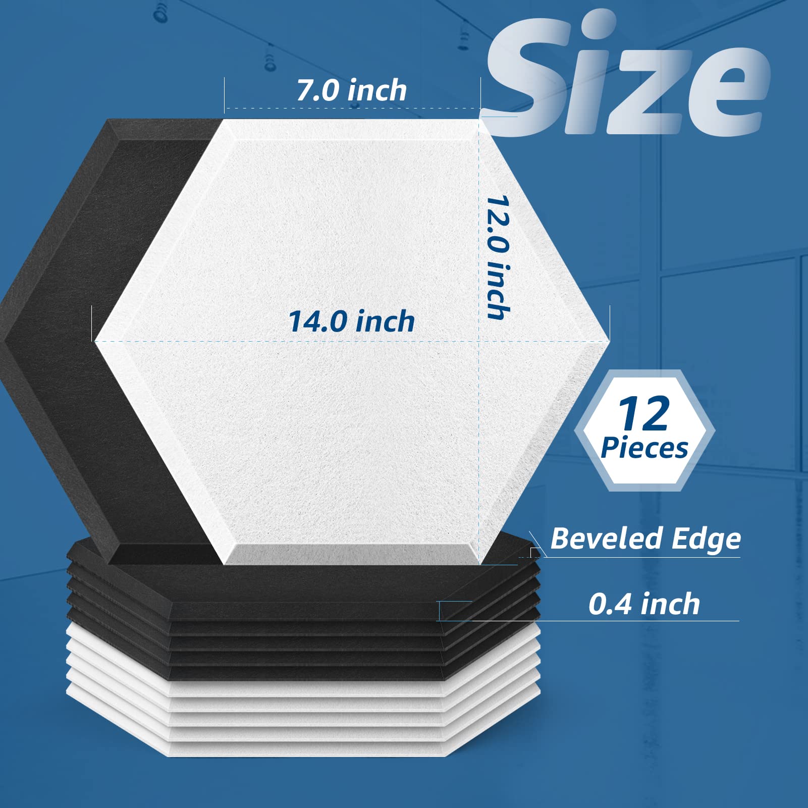 Art3dwallpanels Adhesive Acoustic Panels, Black and White, 14″x12″x0.4″