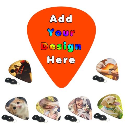 PLKIUYT 6-Pack Customized Guitar Picks Personalized Guitar Accessories Two Sides Printing with Your Name Text Picture Guitar Pick for Men and Women, OrangeRed, 0.71mm