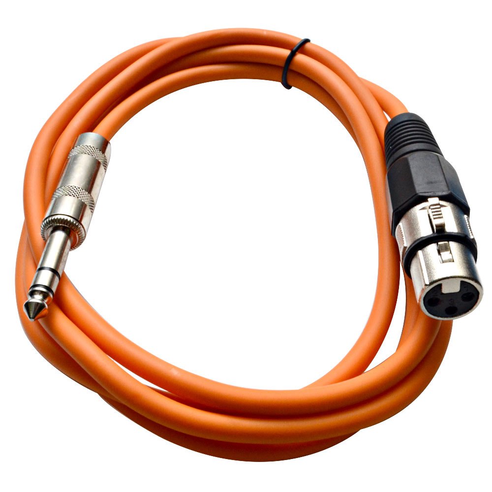 Seismic Audio – SATRXL-F6 – Orange 6′ XLR Female to 1/4″ TRS Patch Cable