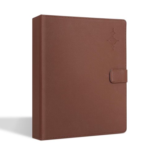 Rockhouse Sheet Music Folder, 3 Ring Binder Music Holder PU Leather Choir Folder 60 Pages Fit for Sheet Music Paper 8.5 x 11 Inch, Brown