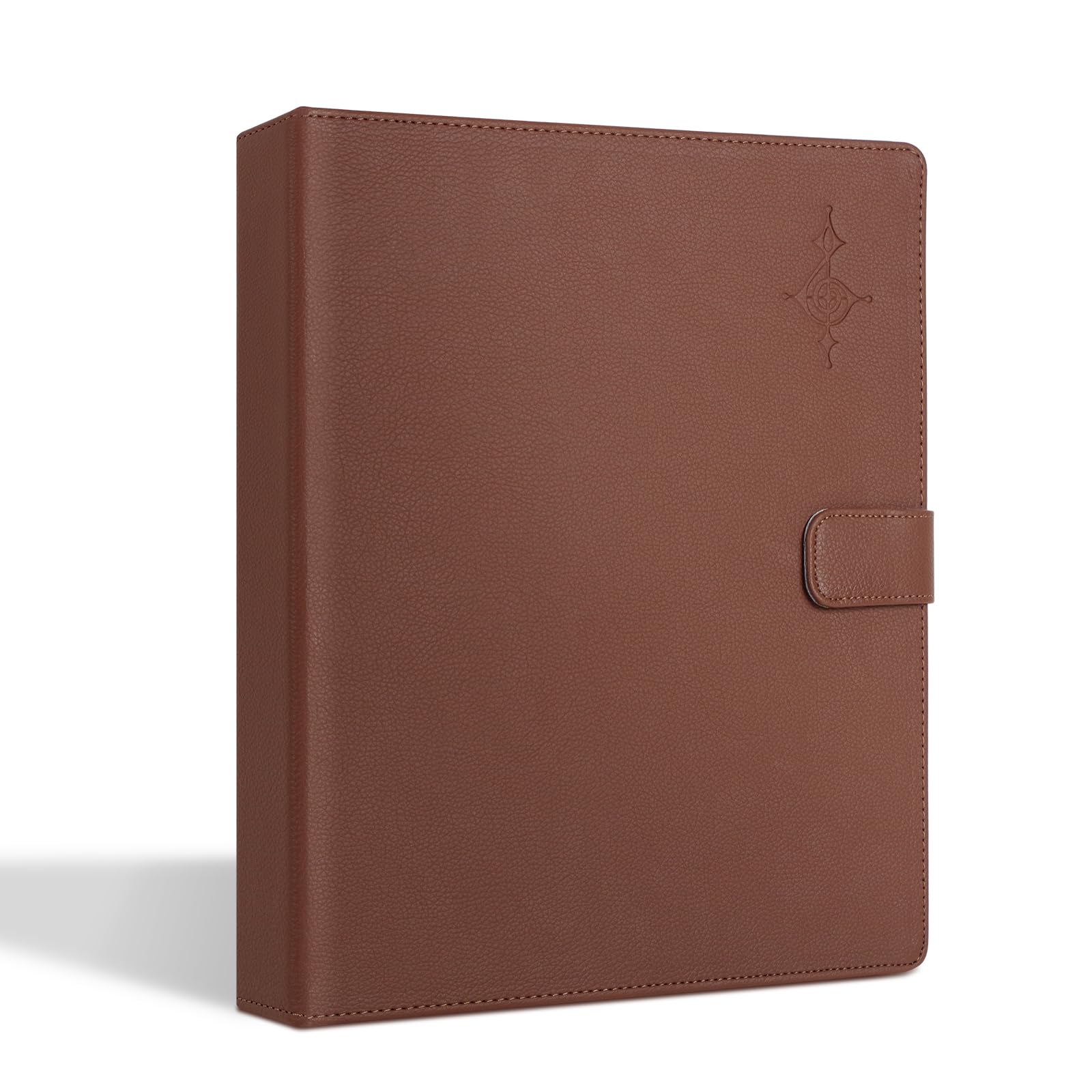 Rockhouse Sheet Music Folder, 3 Ring Binder Music Holder PU Leather Choir Folder 60 Pages Fit for Sheet Music Paper 8.5 x 11 Inch, Brown