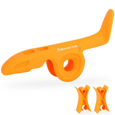 RANMING Violin Bow Holder for Practice– Silicone Hand Position Corrector Non-Slip Teaching Tool for Beginners Students Improve Bow Grip & Posture Violin Teaching Aid With 2 Bow Stopper Orange