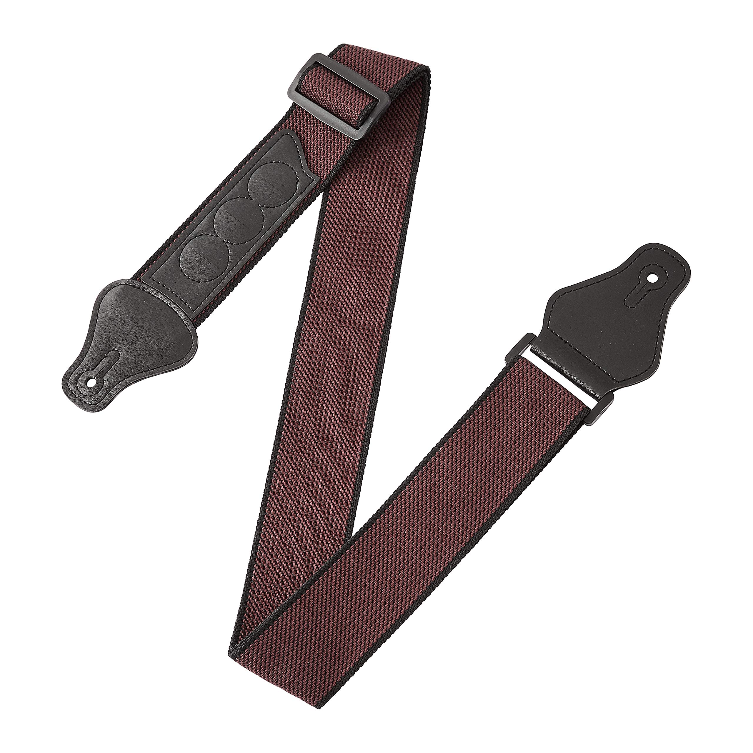 Amazon Basics Adjustable Guitar Strap For Electric/Acoustic Guitar/Bass – Includes 3 Pick Holders – Cotton Strap, Red