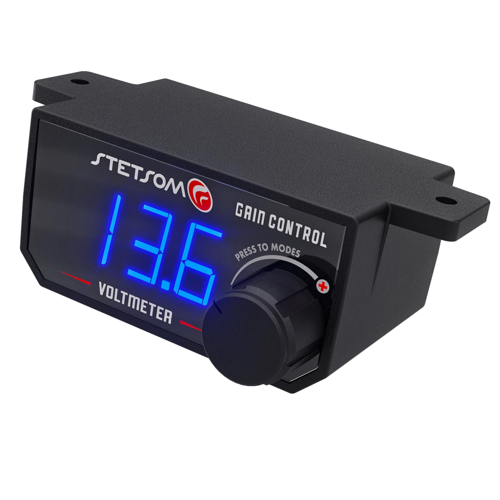 Stetsom 4in1 – Universal Bass Knob with Voltmeter, Gain Control + On/Off Switch + High to RCA Input Converter, Blue LED Display, One Touch On/Off Display, Continuous Touch On/Off Amplifier