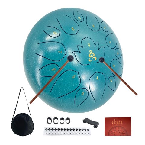ModouString 12 Inches 15 Notes Rain Drum for Outside,Steel Tongue Drum with Mallets & Storage Bag,Meditation Rain Chime for Adults,Friends,Family
