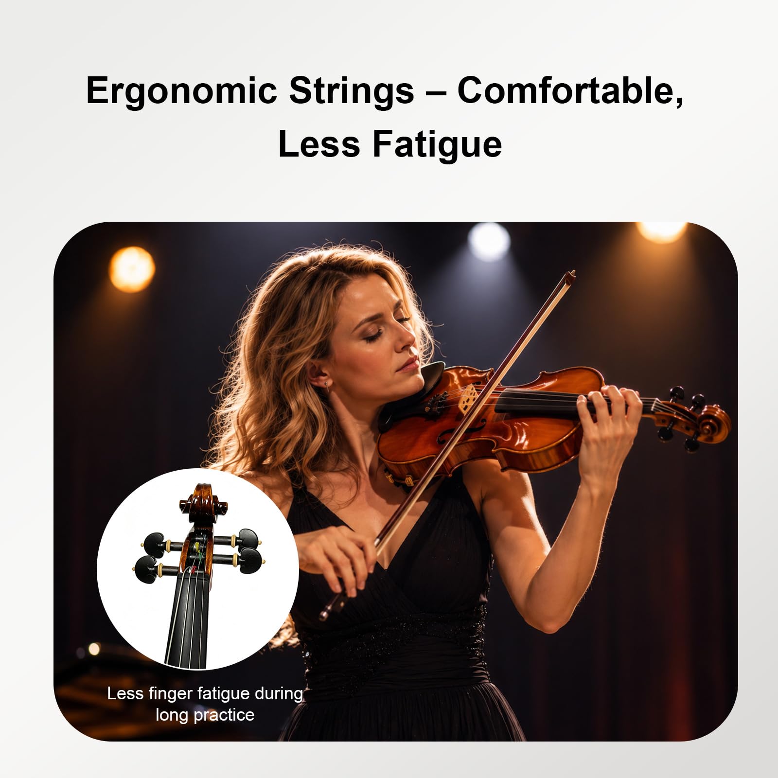 Jasiyah Violin Strings Full Set With Bonus E String, Solid Steel Core, Warm Tone & Durable, Gold Ball-End for 1/4 and 1/2 size