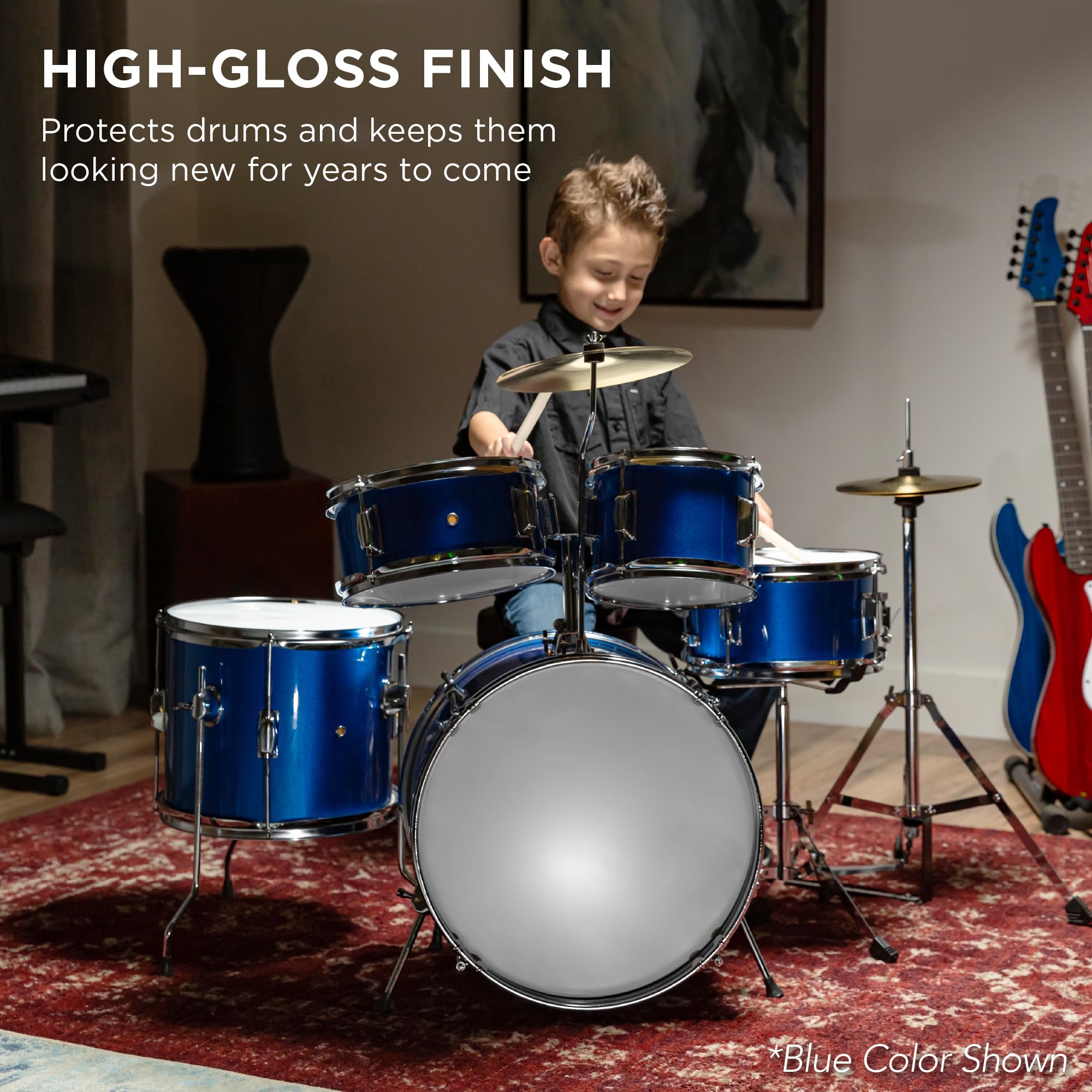 Best Choice Products Kids 5-Piece Beginner Drum Set Junior Kit, Starter Percussion w/Cymbals, Pedal, Toms, Snare, Drumsticks, Stool – Pink Sparkle
