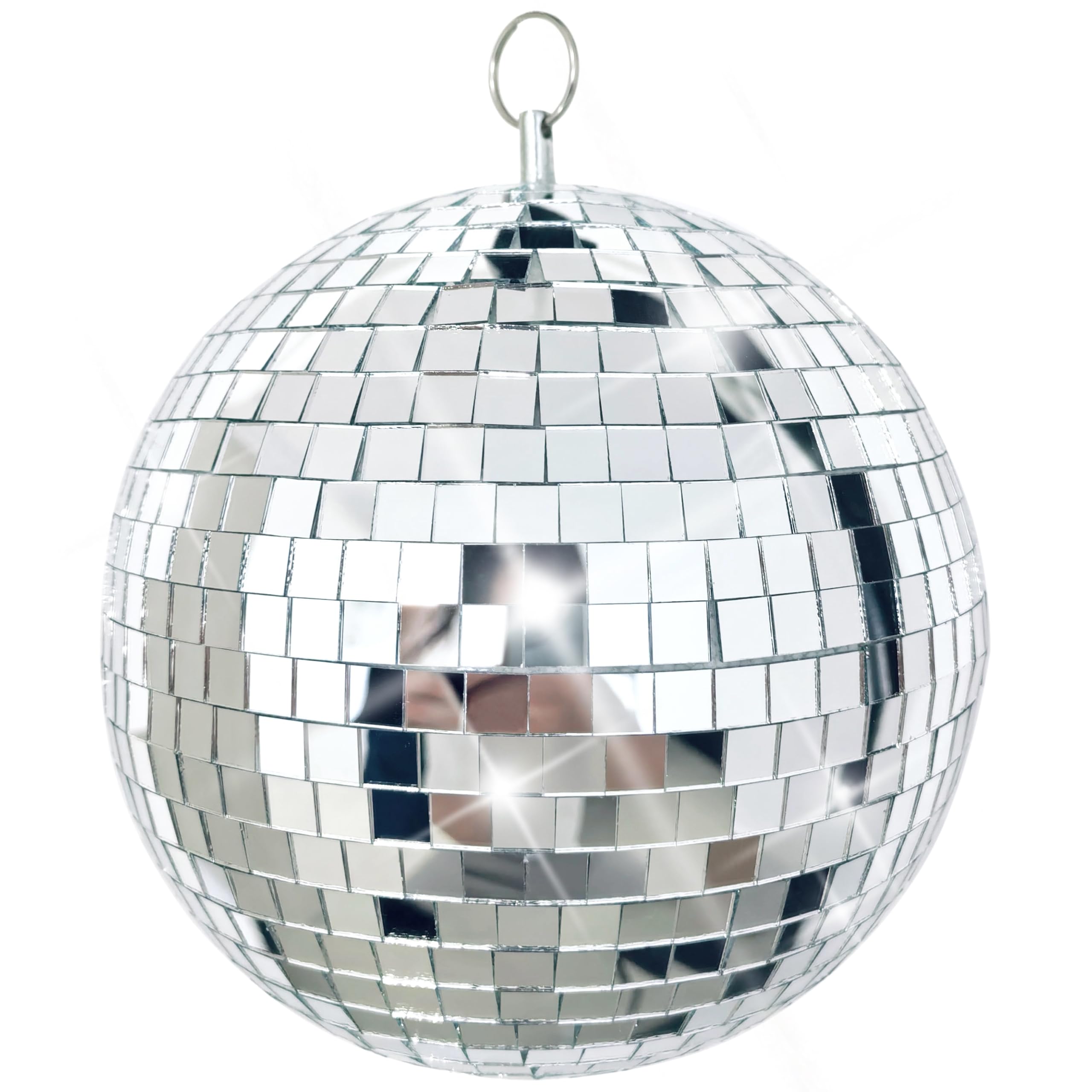 Mi-Ball Mirror Disco Ball 8-Inch Reflective Hanging Party Disco Ball Light for Dance Floor, Weddings, Holiday, Home Decor & DJ Events –Real Glass Silver Mirror Ball with Hanging Ring