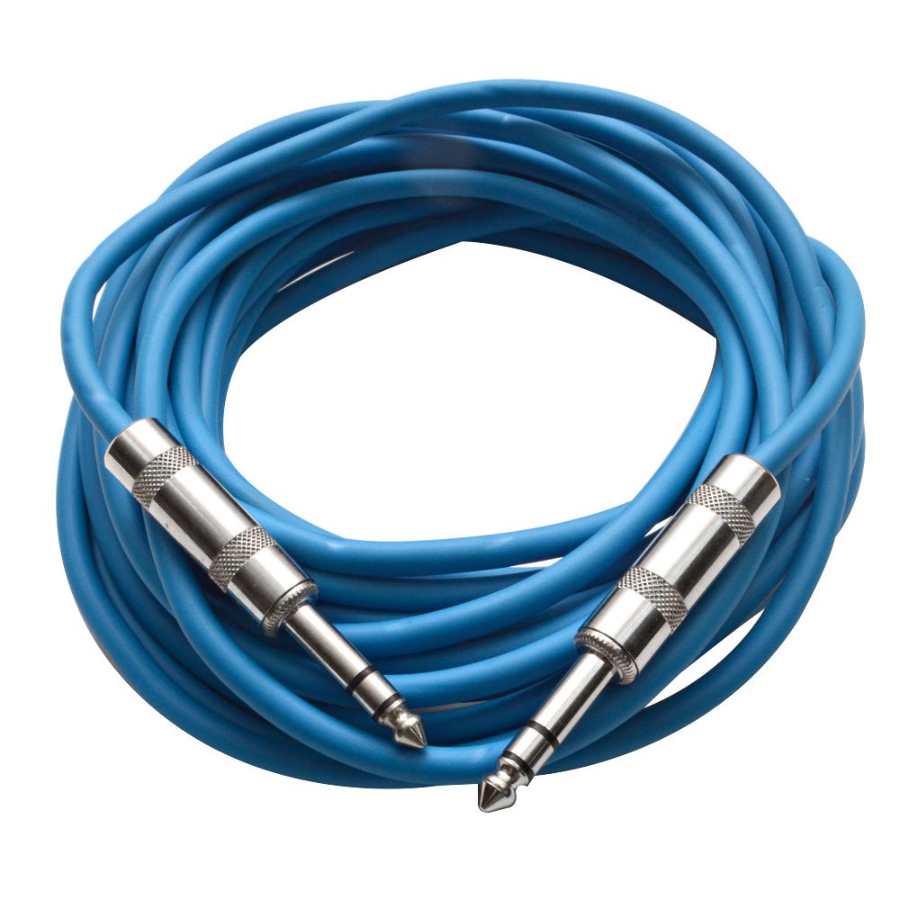 Seismic Audio – SATRX-25Blue6 – Pack of Six (6) 25 Foot Blue 1/4″ TRS Patch Cable – Balanced Cord – Effects