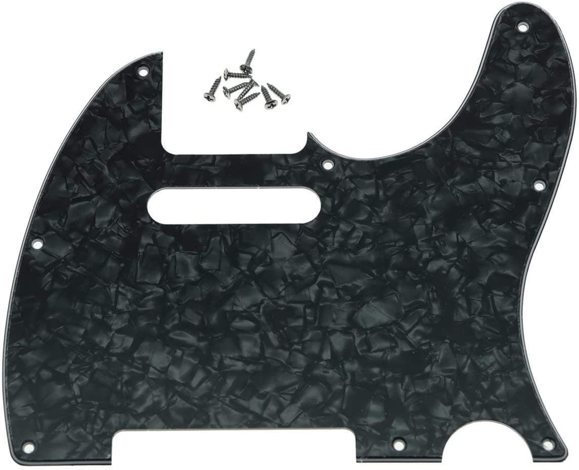 Dopro 8 Hole Tele Guitar Pickguard Scratch Plate for USA/Mexican FD Telecaster Black Pearl
