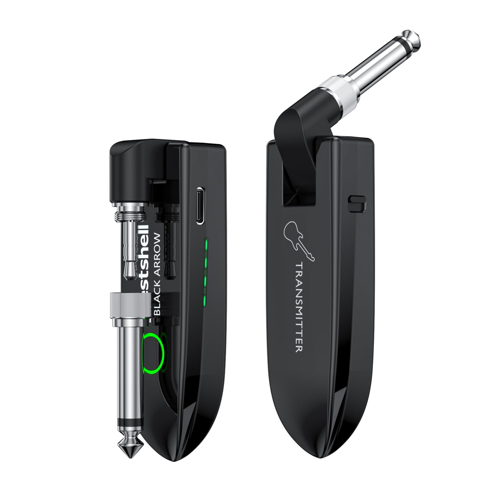 Wireless Guitar System, Digital Wireless System Wireless Guitar Transmitter Receiver Support Multi Channels Rechargeable Long Battery Life for Guitar Bass Electric Instruments (Dark Black)