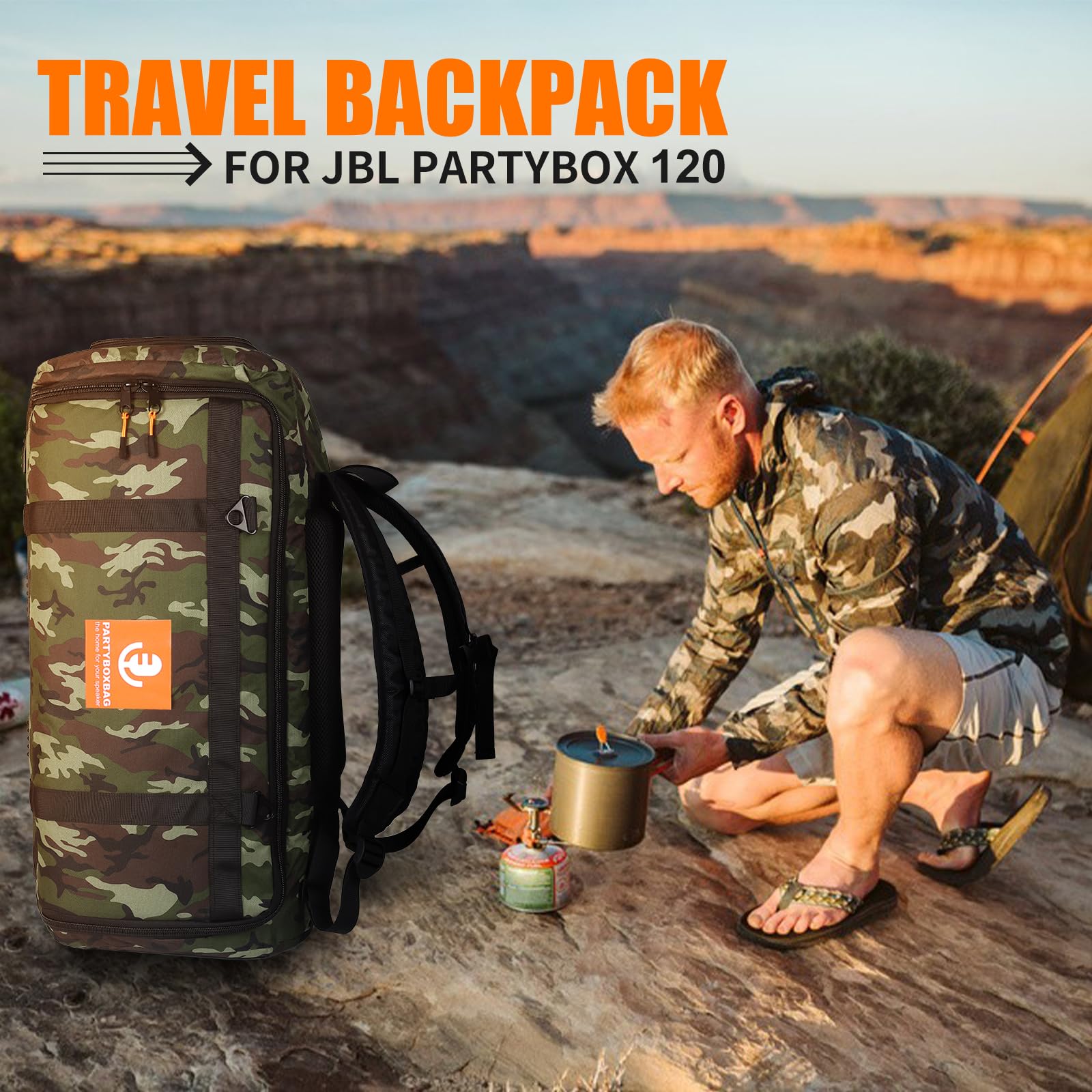 OUKNAK Speaker Bag Travel Case Replacement for JBL Party Box Series, Portable Speaker Carry Tote Bag Backpack for JBL PartyBox Club 120 Speaker (For JBL partybox 120 camouflage)