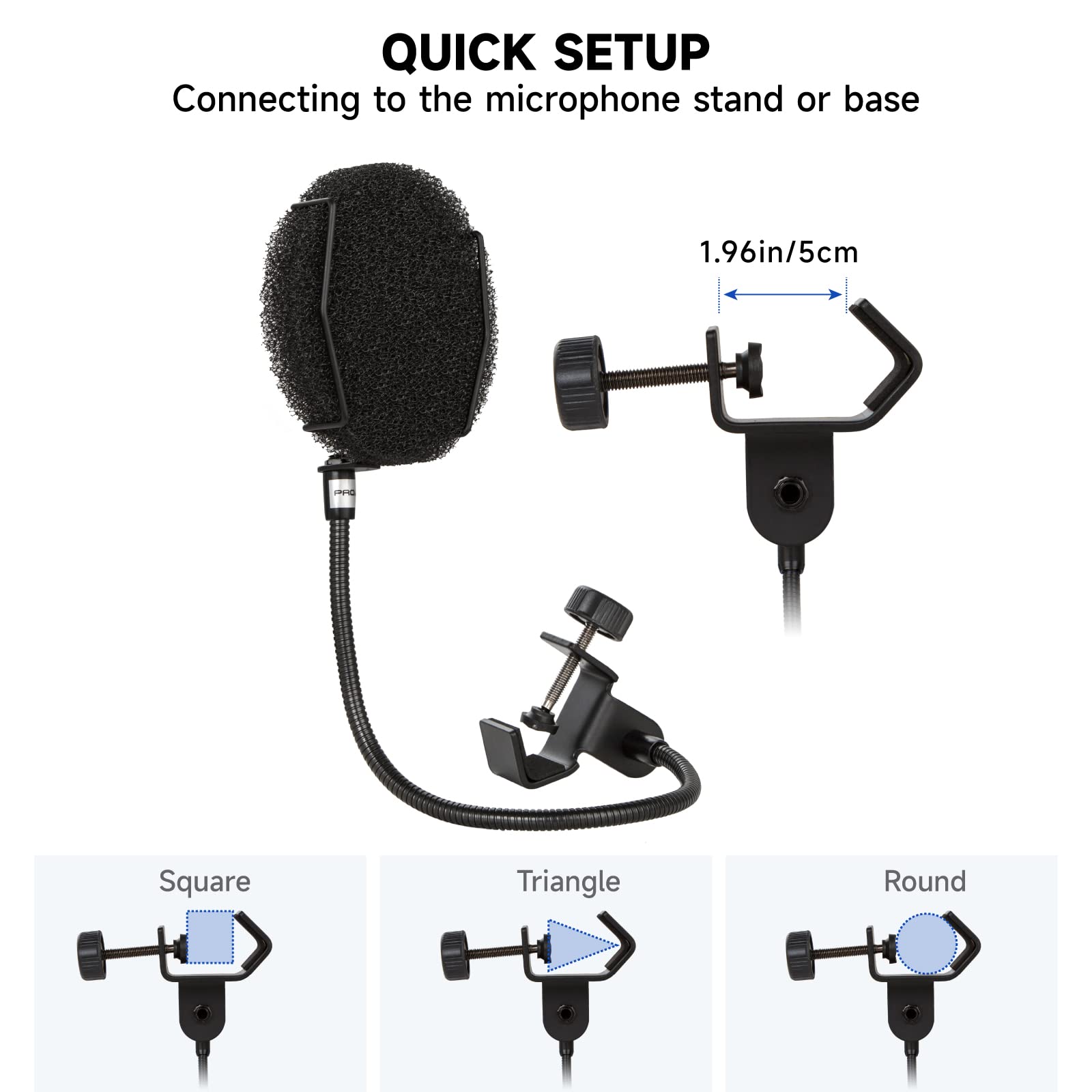 PROAR Pop Filter for Microphone with Multi-Layer Screen, Flexible Gooseneck
