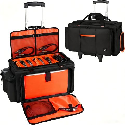 Timoxi Large Rolling DJ Bag Built-in hard plastic With Detachable Trolley