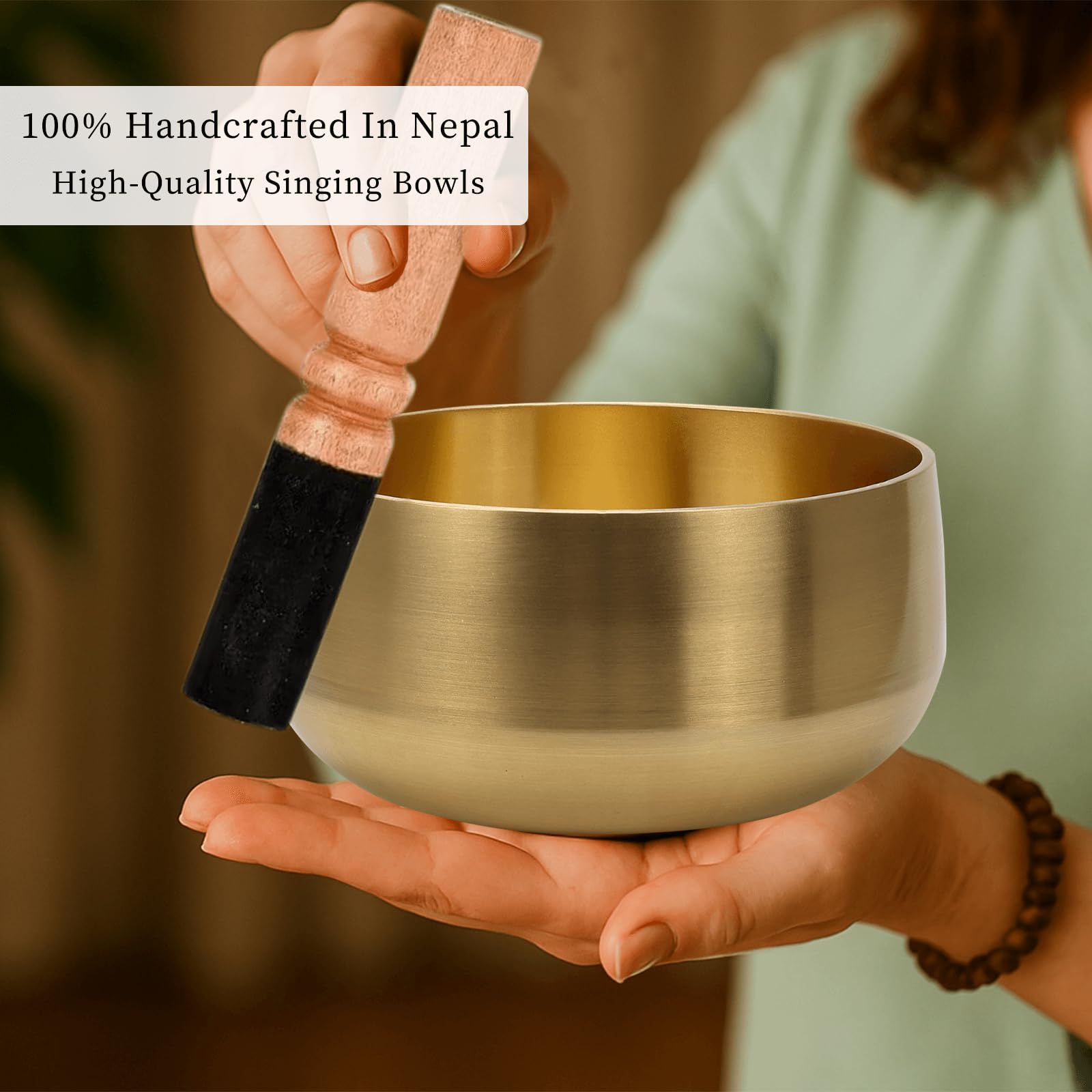 Tibetan Singing Bowl, 6-Inch Sound Bowl Meditation Set
