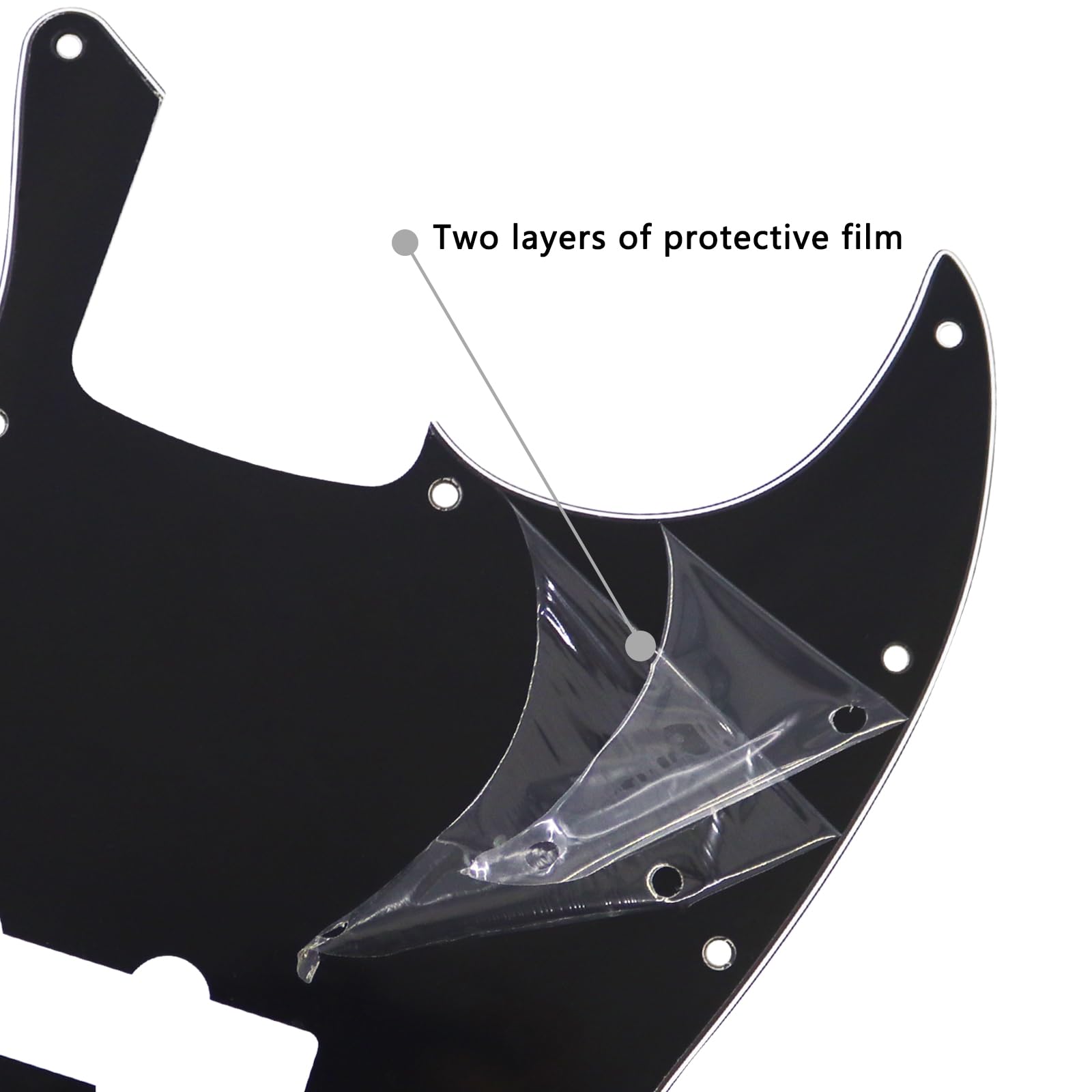 Phrilam 10-Hole Jazz Bass Pickguard for Fender 4 String Bass, Black 3Ply