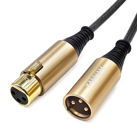 XANHAM XLR Cable 10 Feet/3 Meter 3 Pin Microphone Female to Male Balanced Shielded Cable, Fibre Braiding with 22AWG Oxygen-Free Copper(OFC) Mic Cord for Speaker and Audio System