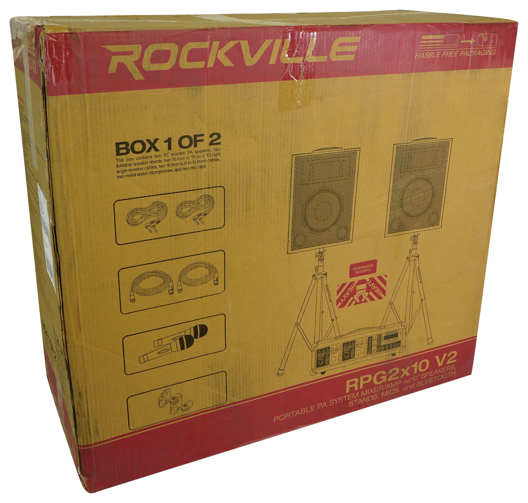 Rockville RPG2X10 10″ PA Speaker Pair with Mixer and 2 UHF Wireless Mics
