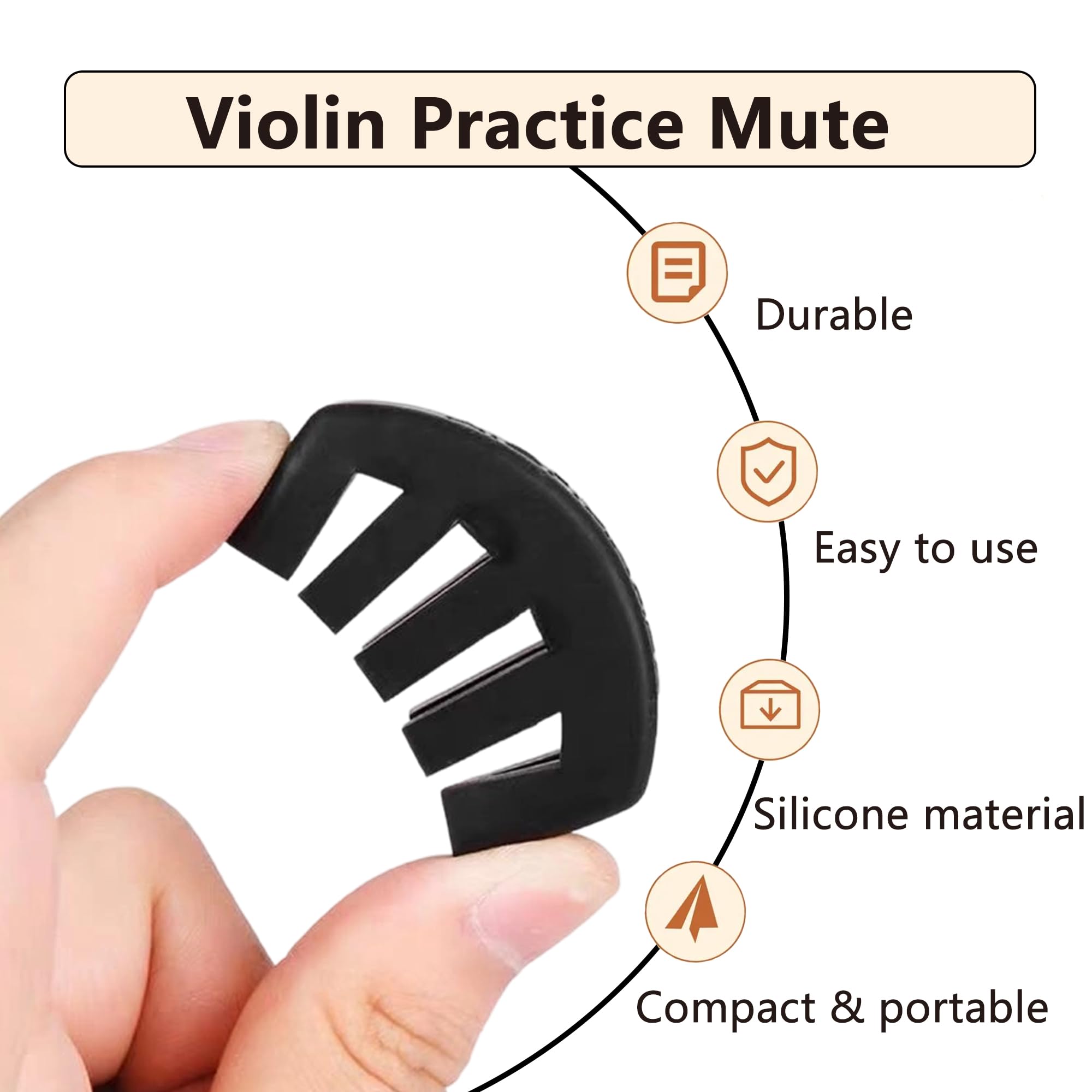 Black Rubber Violin Mute,Practice Silencer with Noise Reduction