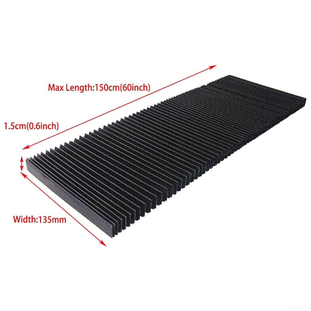 CNC Machine Accordion Cover, Accordion Way Cover Protective, Rubber Flexible Cover Milling Machine 3-proof Cloth Protective, Flat Bellows Cover, L 1500MM* H 15mm (Width 135mm)