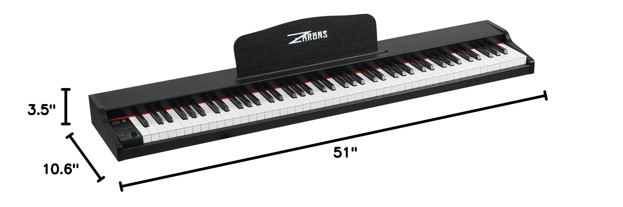 ZHRUNS Digital Piano 88 Key Weighted, Full Size Electric Keyboard Piano for Beginners, Portable Piano Keyboard with Sheet Music Stand, Sustain Pedal, Power Adapter, Black (Keyboard Only)