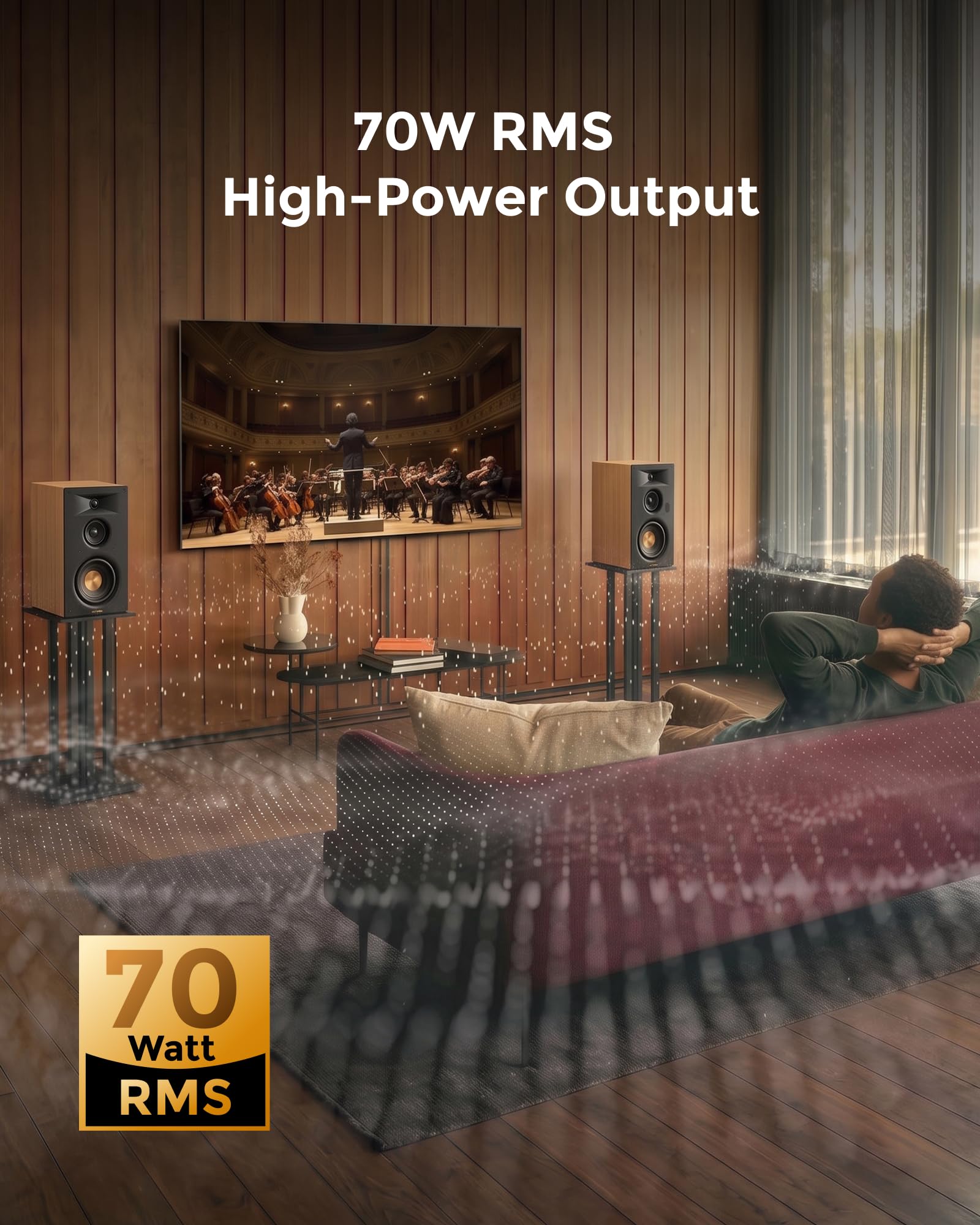 ULTIMEA 3-Way Powered Bookshelf Speakers, Wireless Studio Monitors, BS-3