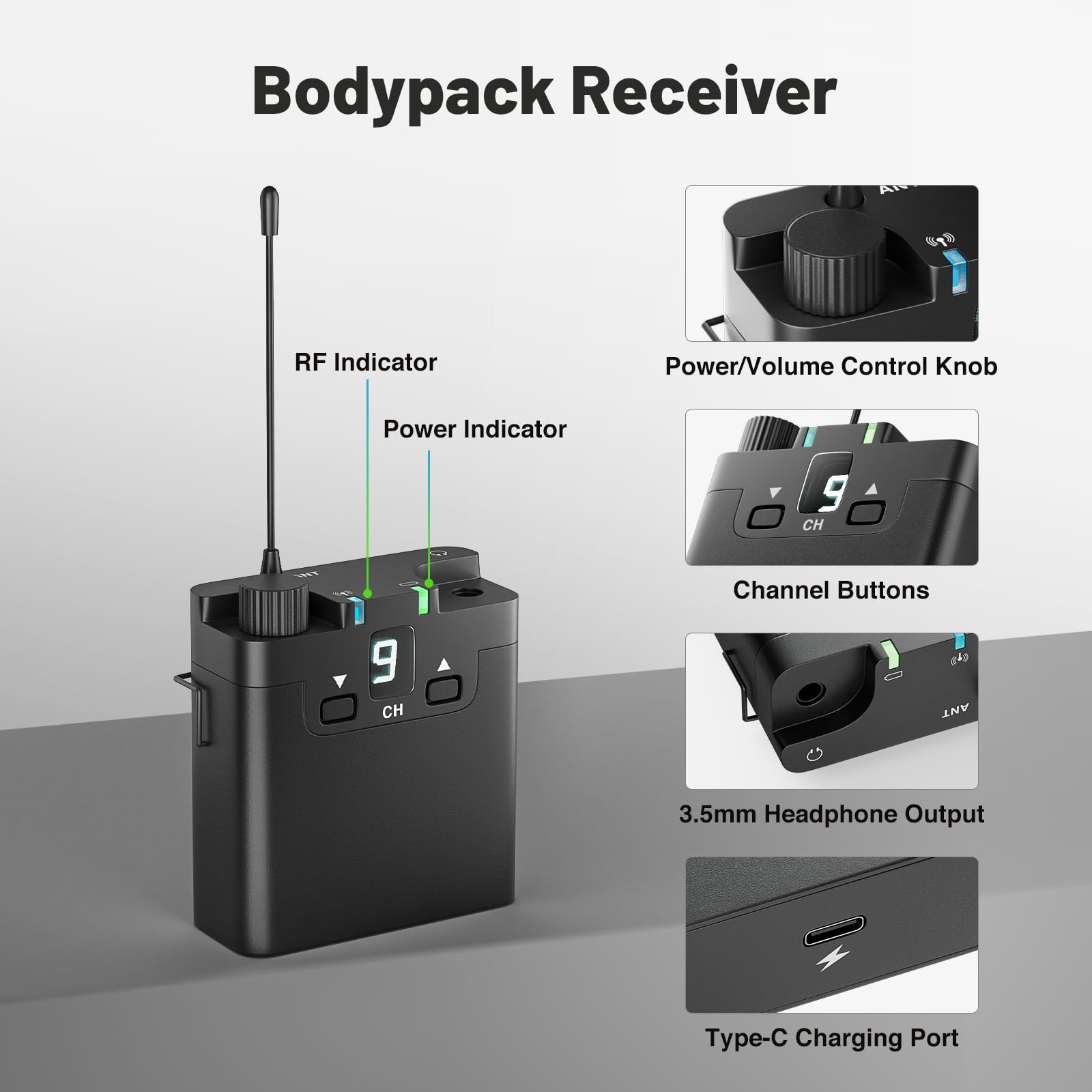 Phenyx Pro Portable in-Ear Monitor Beltpack Receiver PMR-P-900