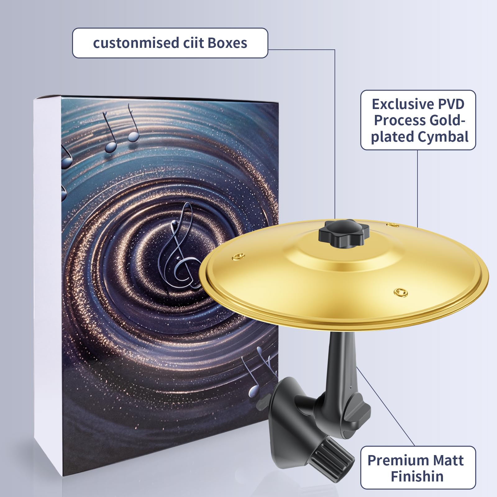 Easter Gifts, Car Cymbal Air Vent, Mini Car Drum Crash Cymbal for Car Vent, Gift For Drummers And Music Lovers, All Vehicle Types, Rose Gold