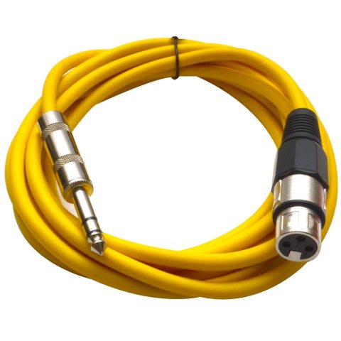 Seismic Audio – SATRXL-F10 – Yellow 10′ XLR Female to 1/4″ TRS Patch Cable