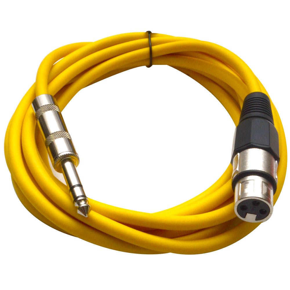 Seismic Audio – SATRXL-F10 – Yellow 10′ XLR Female to 1/4″ TRS Patch Cable