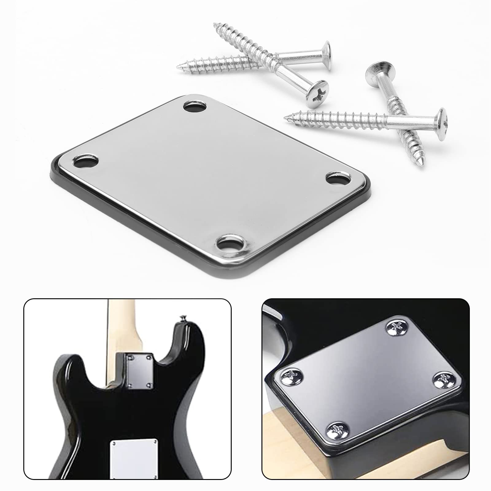 Swhmc Chrome Neck Plate for Electric Guitar, Silver