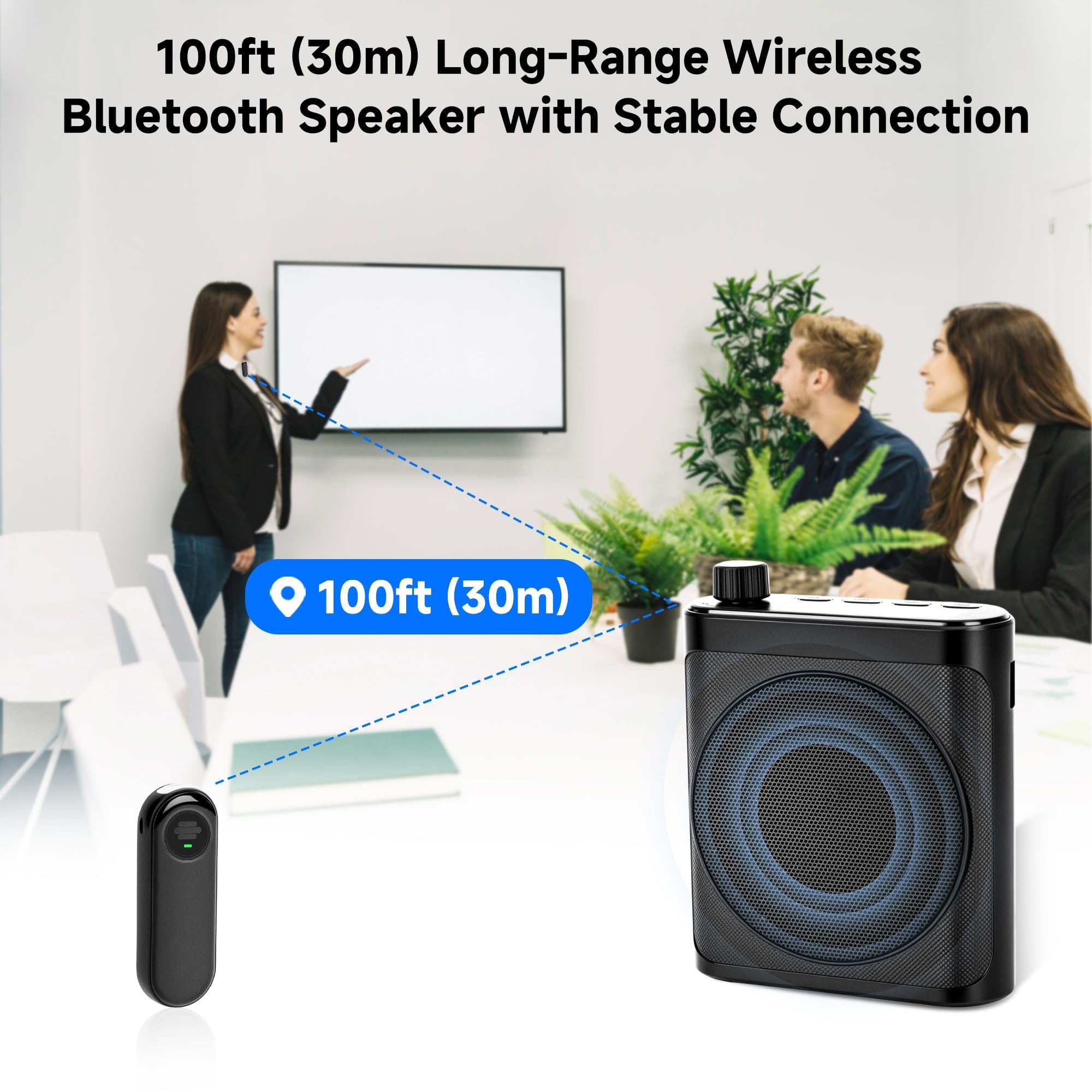 Sunnymark Voice Amplifier for Teachers with 2 Magnetic Wireless Microphones