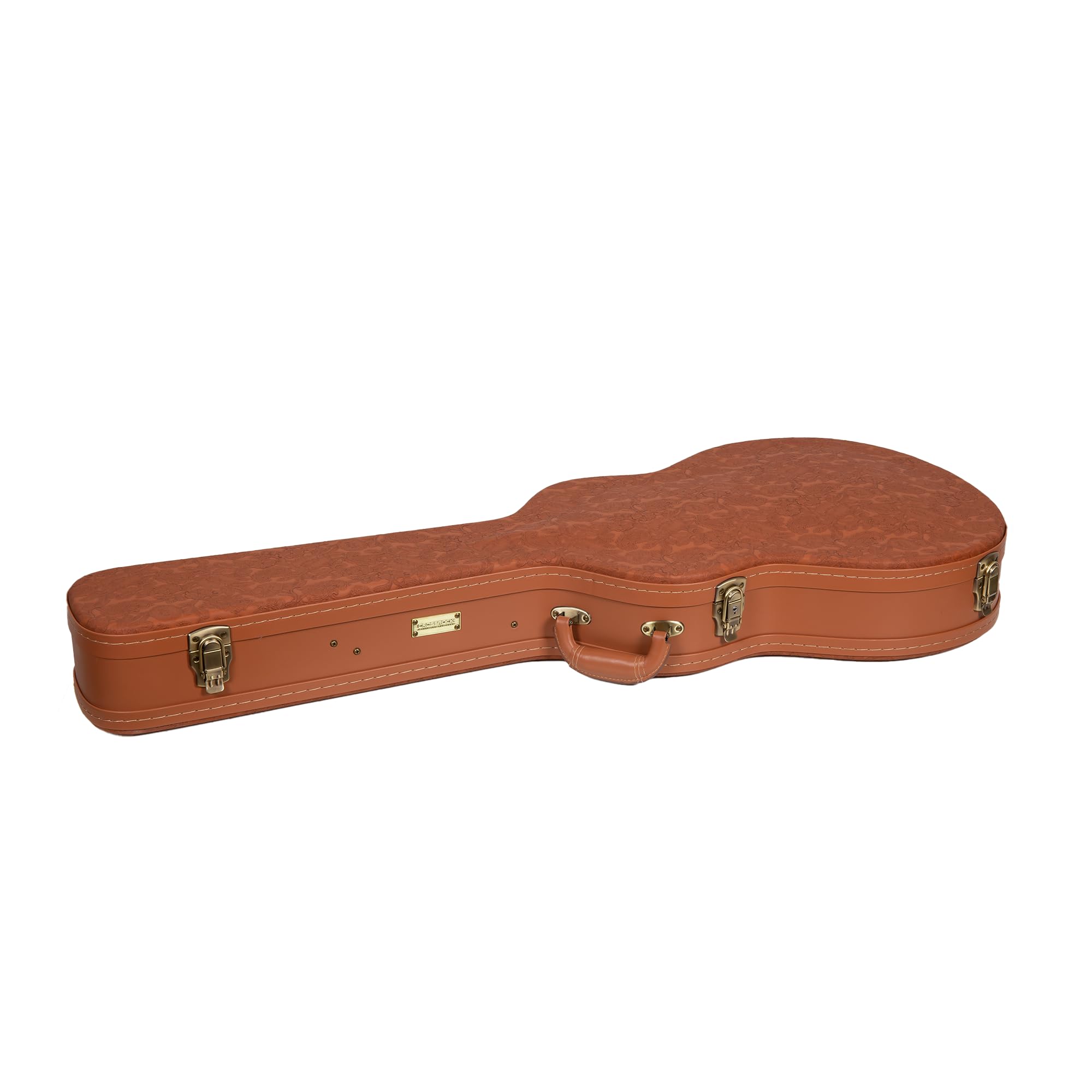 Crossrock Relief Series 335 Guitar Case for ES-335 & Semi-Hollow Electric Guitars | Carved Red Wood Finish, Ivory Plush Interior, Lock (CRW630SARO)