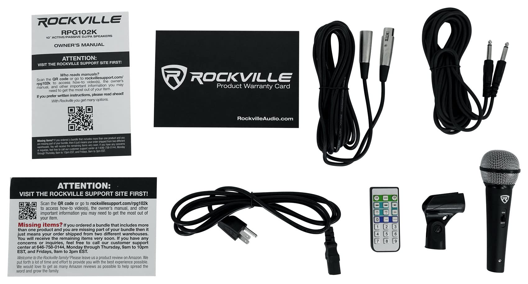 Rockville RPG102K Dual 10″ Powered PA Speaker Package, Mic, Stands, Cables