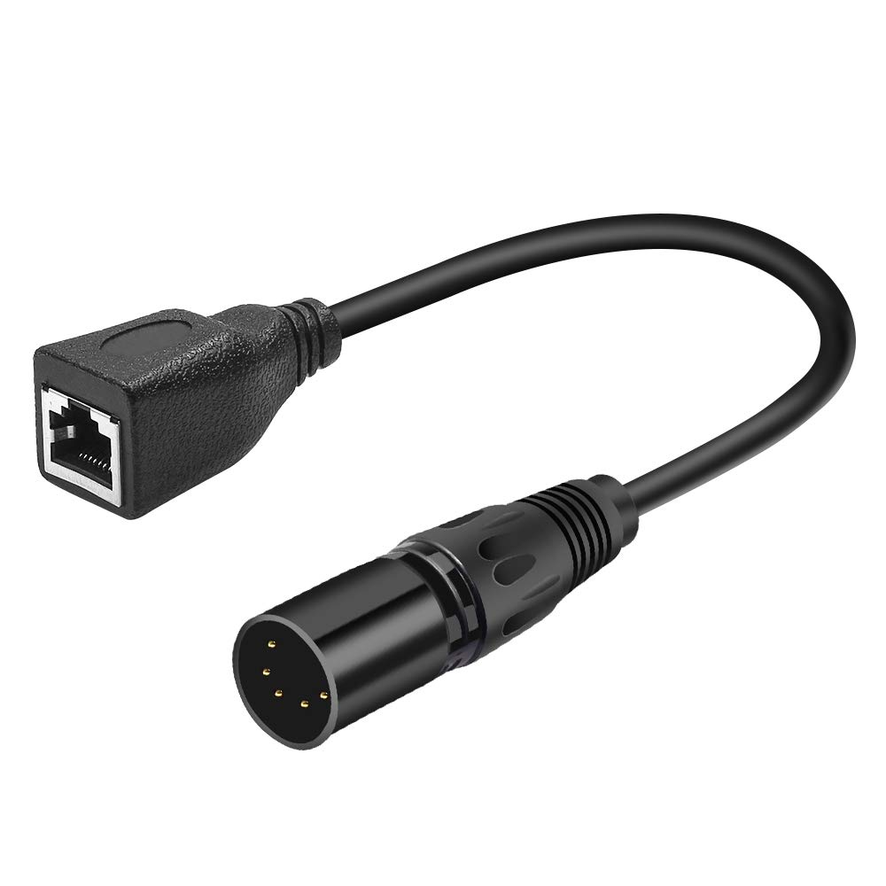SiYear XLR 5 pin RJ45 Adapter Cable-XLR 5 Pin Male & 5 Pin Female to RJ45 Female DMX Ethernet Adapter Converter Cable(1SET/ 2PACK)