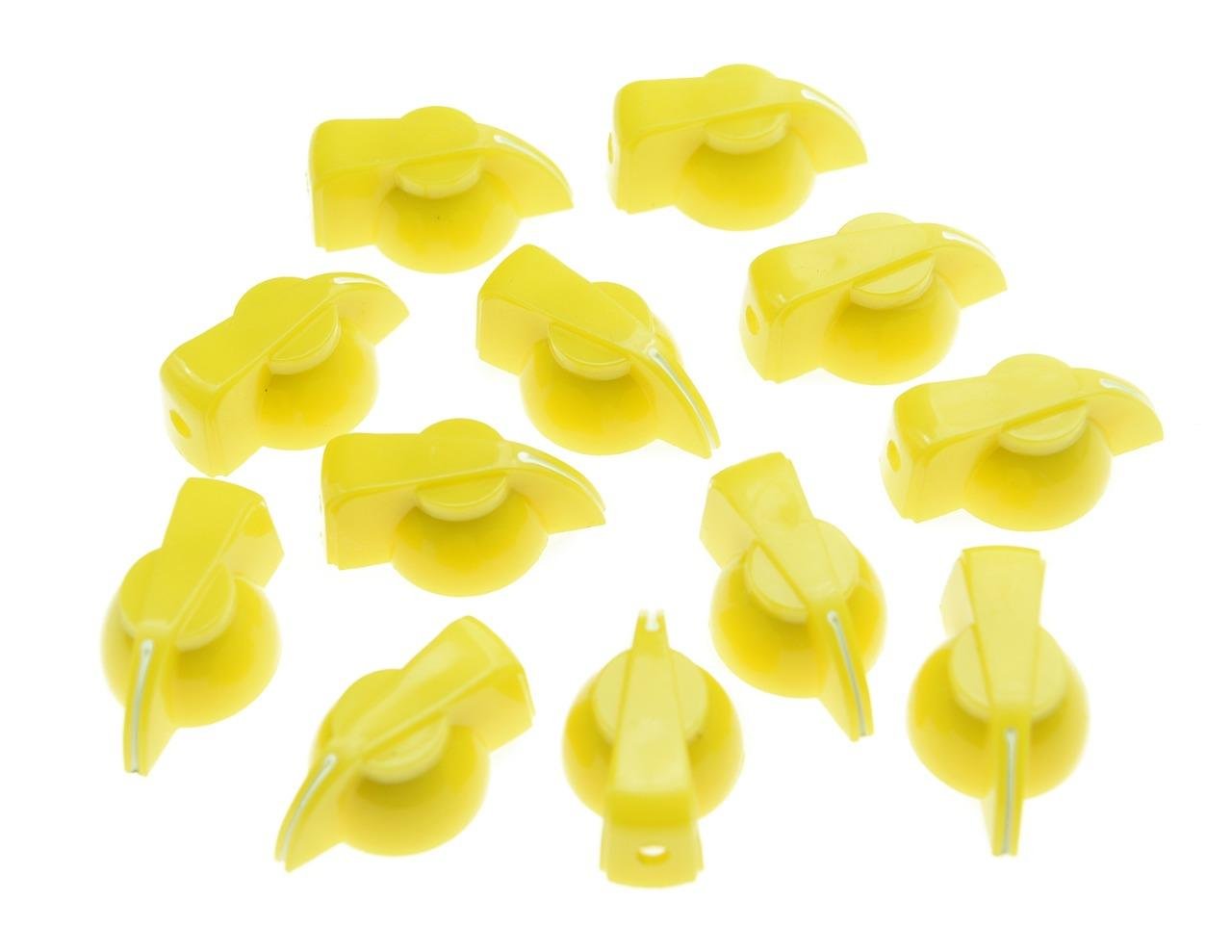 Dopro Pack of 12 Flat Top Guitar Chicken Head Knob AMP Effect pointer Knob Yellow