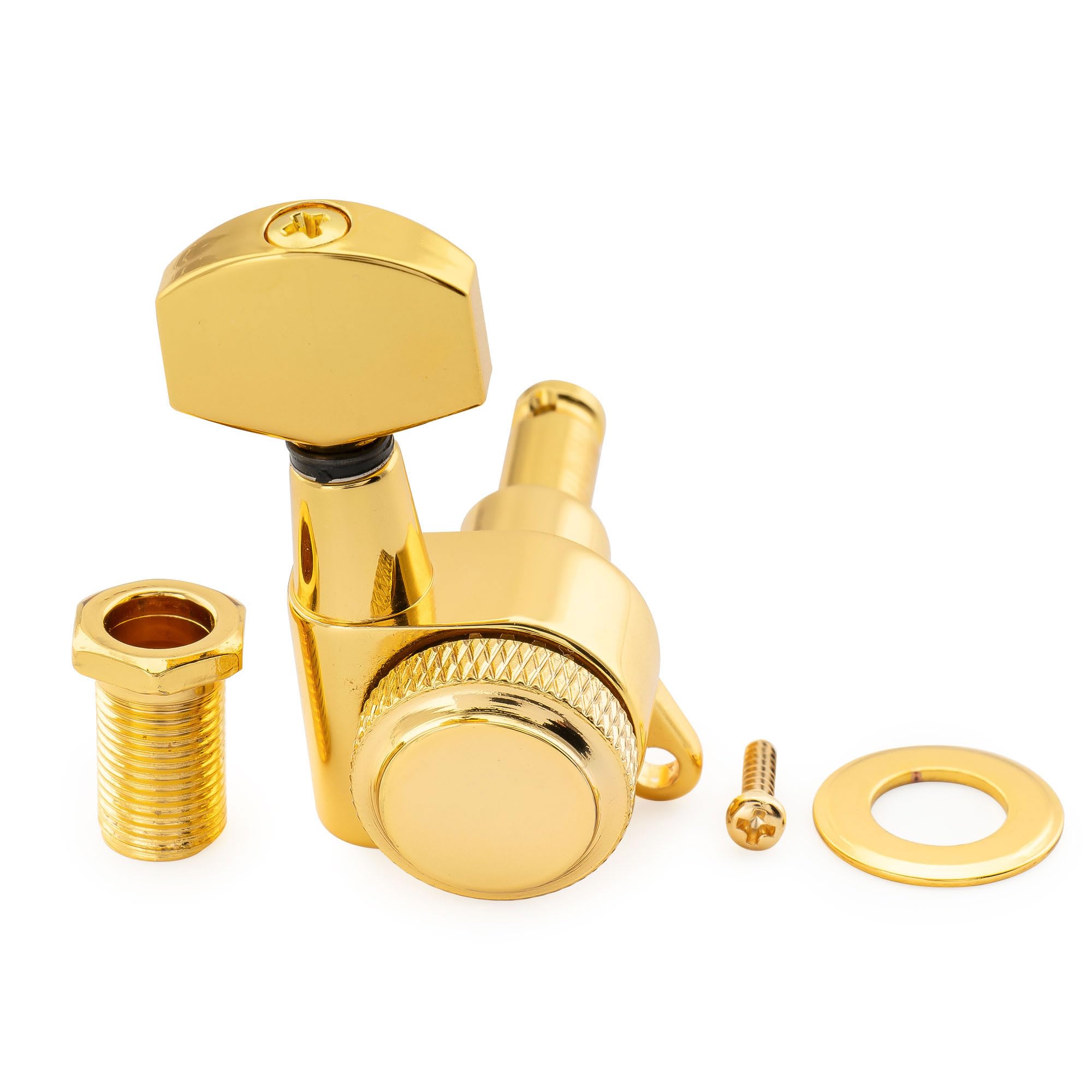 Musiclily Pro R18K-04 6 inline 18:1 Ratio Full Sealed Locking Tuners Gold