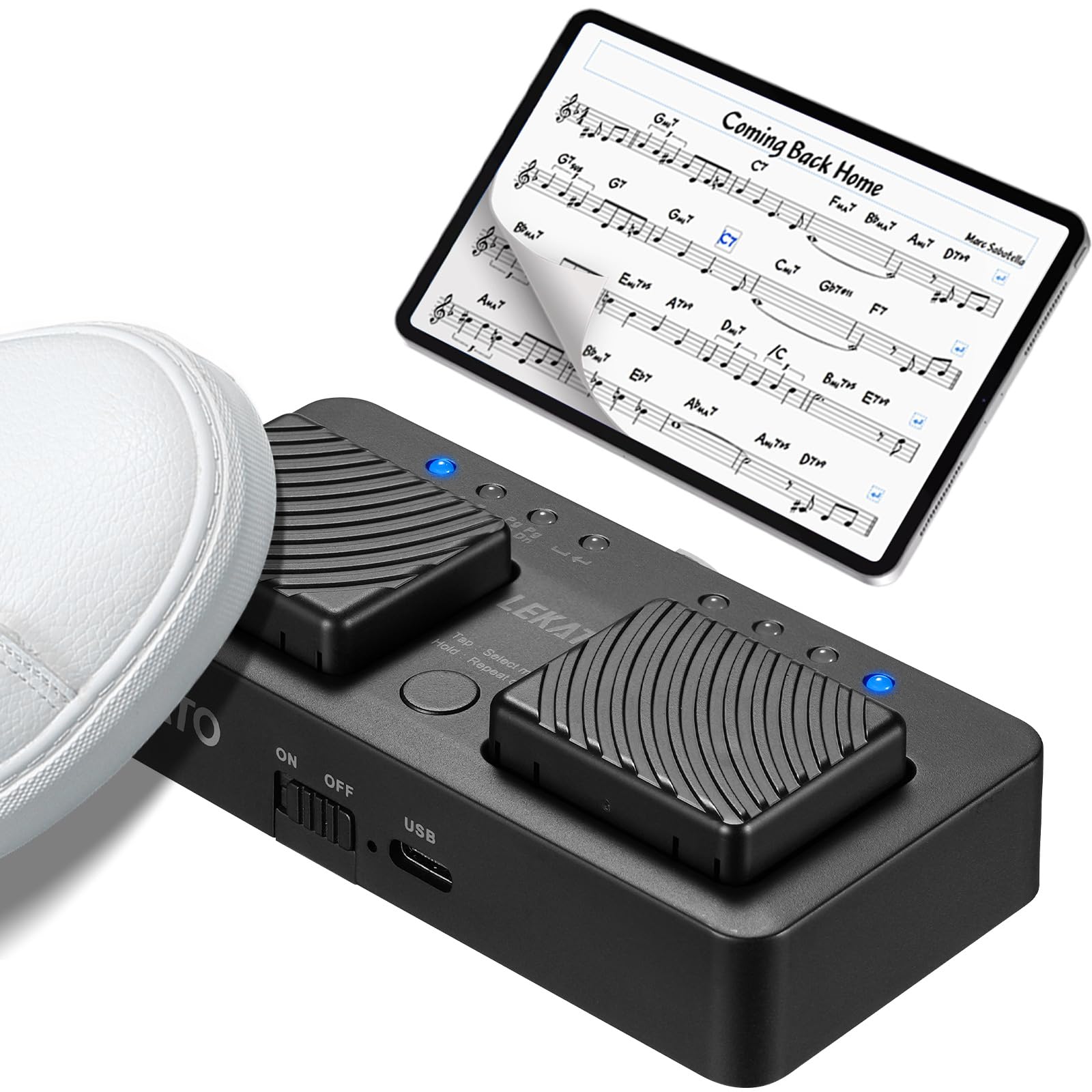 LEKATO Mini Wireless Bluetooth Page Turner Pedal, 7 Page Turning Modes