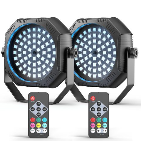 DazzlingStage Rechargeable Strobe Light, 60 LED RGB Mini Flashing Light, 30W Battery Powered Strobe with Remote & Sound- Activated Control Mode, Flash Lights for Party Home Halloween Bars, 2 Pack