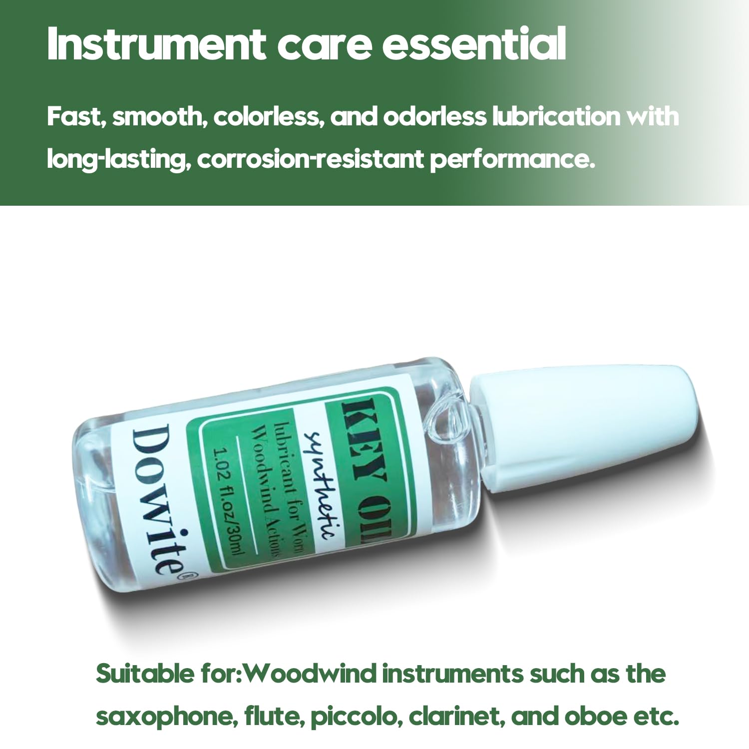 Dowite Synthetic Key Oil for Woodwind Instruments, 30ml (1.02oz) Professional Lubricant for Clarinets, Flutes & Saxophones, Anti-Stick & Long-Lasting Protection, Precision Dropper for Easy Maintenance