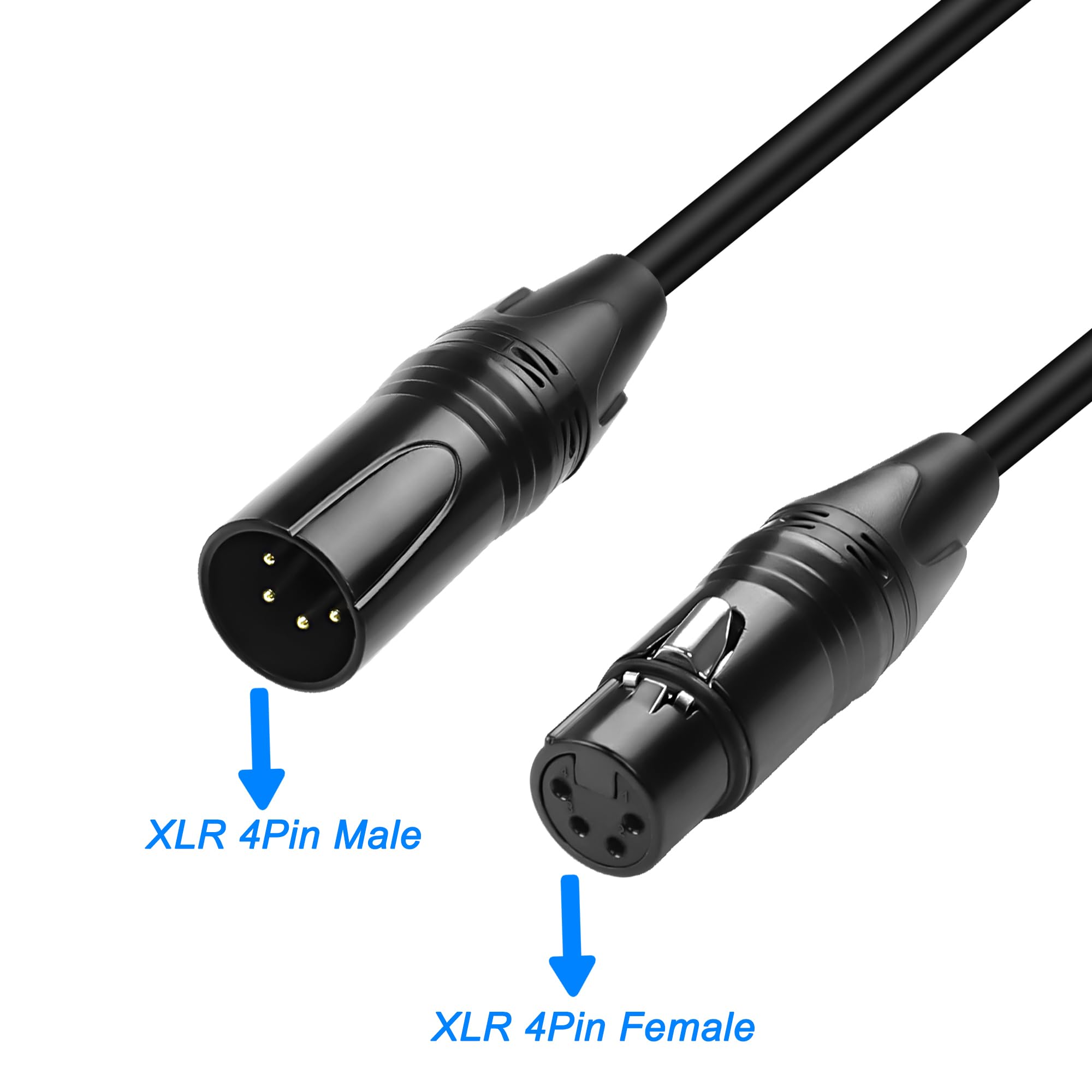 MEIRIYFA XLR 4 Pin Male to Female Power Supply Cable – Balanced Extension Patch for DSLR Camera Monitor – Black, 1.8M