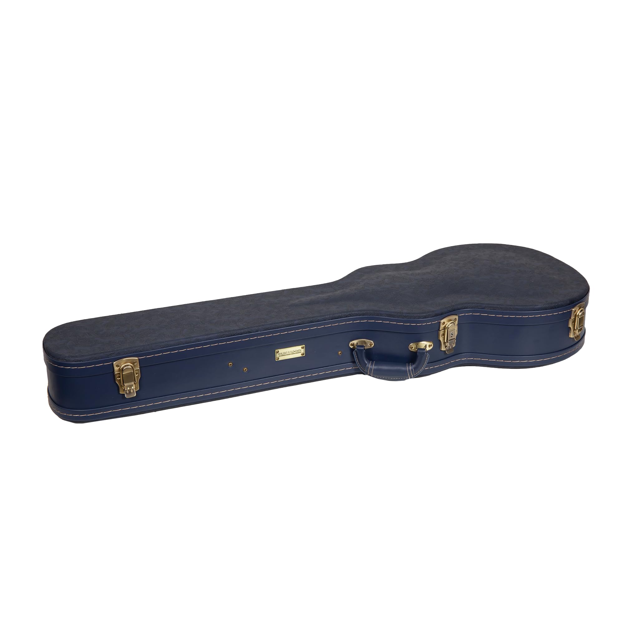 Crossrock Relief Series Les Paul Guitar Case for Single-Cut Electric Guitars | Carved Ocean Blue Finish, Deep Scarlett Velvet Interior, Lock – Premium Wooden Hardshell