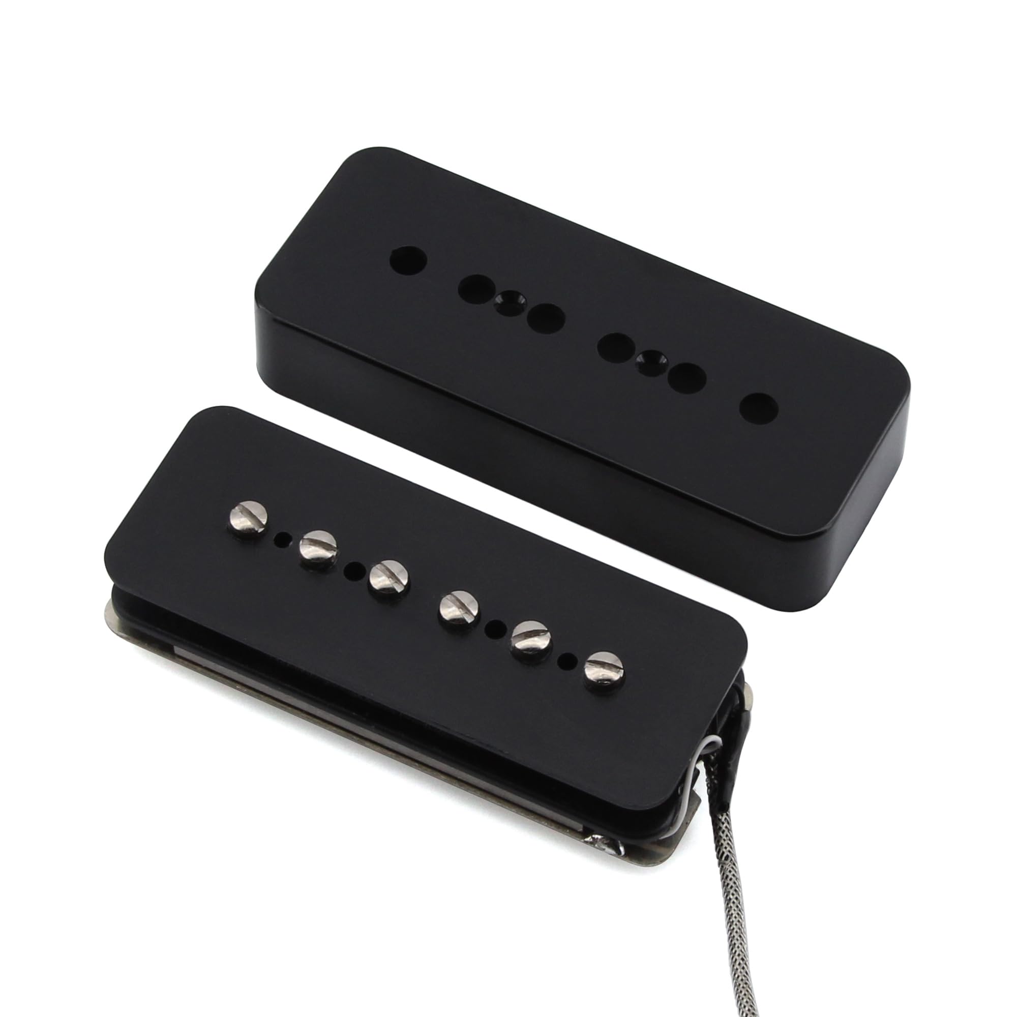FLEOR Alnico 5 Single Coil Soap Bar P90 Neck & Bridge Pickup Set – Black