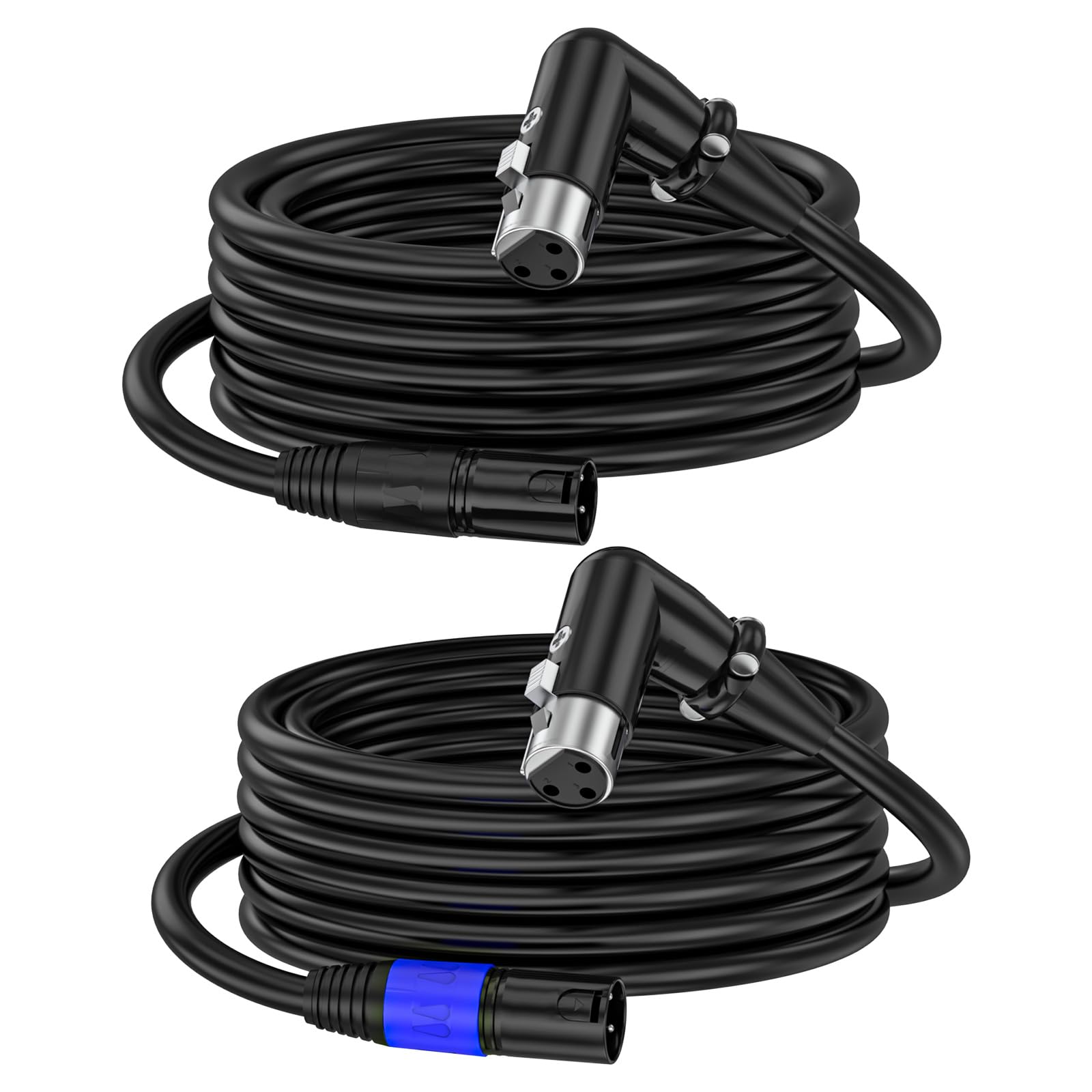 ZTOXLR XLR Right-Angle Female to Straight Male Microphone Extension Cable, 90-Degree Female to Straight Male Balanced Cord 3-Pin to 3-Pin, -0.5ft 2Pack