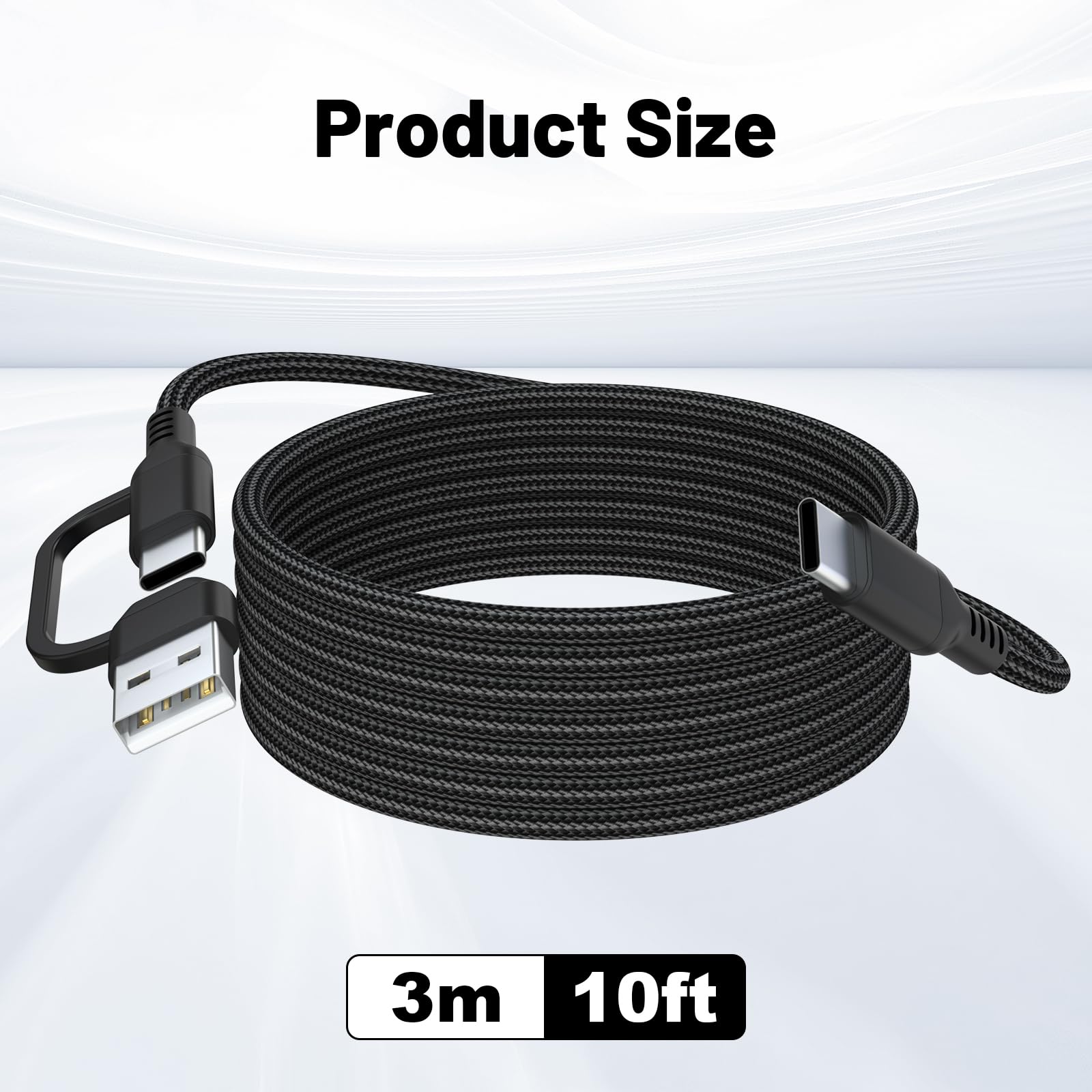 USB A/C to Type C Microphone Cable Cord Compatible with Fifine AmpliGame A6V/ A6T/ AM8/ K688/ A8, HyperX SoloCast, QuadCast 2/S/2 S, Logitech G Yeti GX, TONOR TC30, Elgato Wave 3, Wave Neo Mic (10FT)