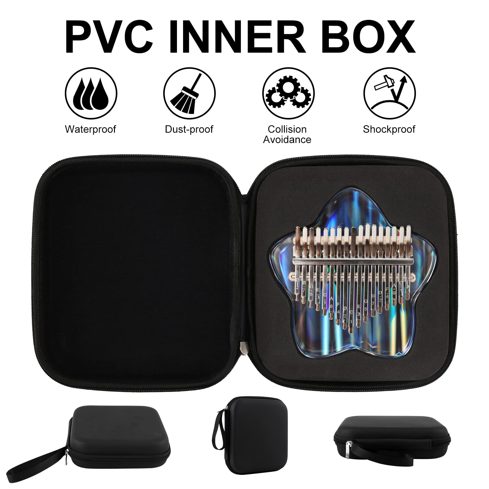 Beveetio Clear Kalimba Thumb Piano With Eva Protective Case, Transparent Crystal Kalimba 17 Key, Musical Instrument Gifts, Star Finger Piano, Acrylic Mbira…