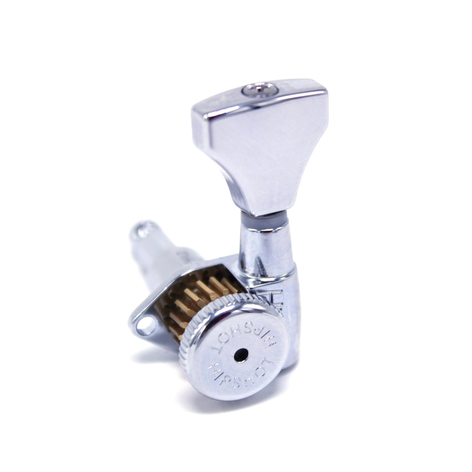 Hipshot 6GLO Grip-Lock Locking Guitar Tuning Machines 3+3 – Universal Mounting Plate UMP included – Chrome