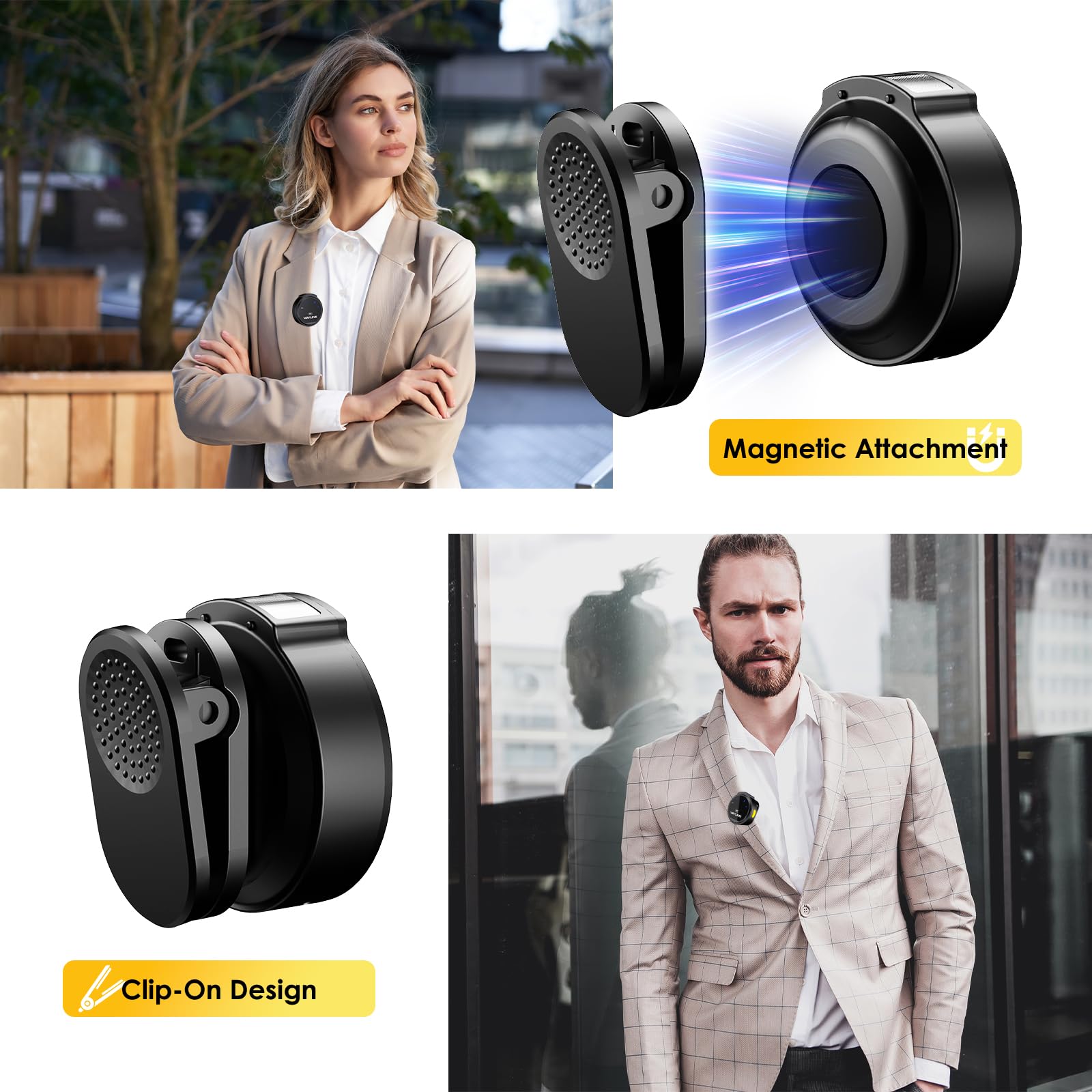 WAVLINK Wireless Lavalier Microphone for iPhone 16/15/14/13/12 Android Vlog, Clip on Lapel Mic System & Lightning & USB-C Inputs & Battery Case for YouTube Facebook Live, Video Recording(1*TX+1*RX)
