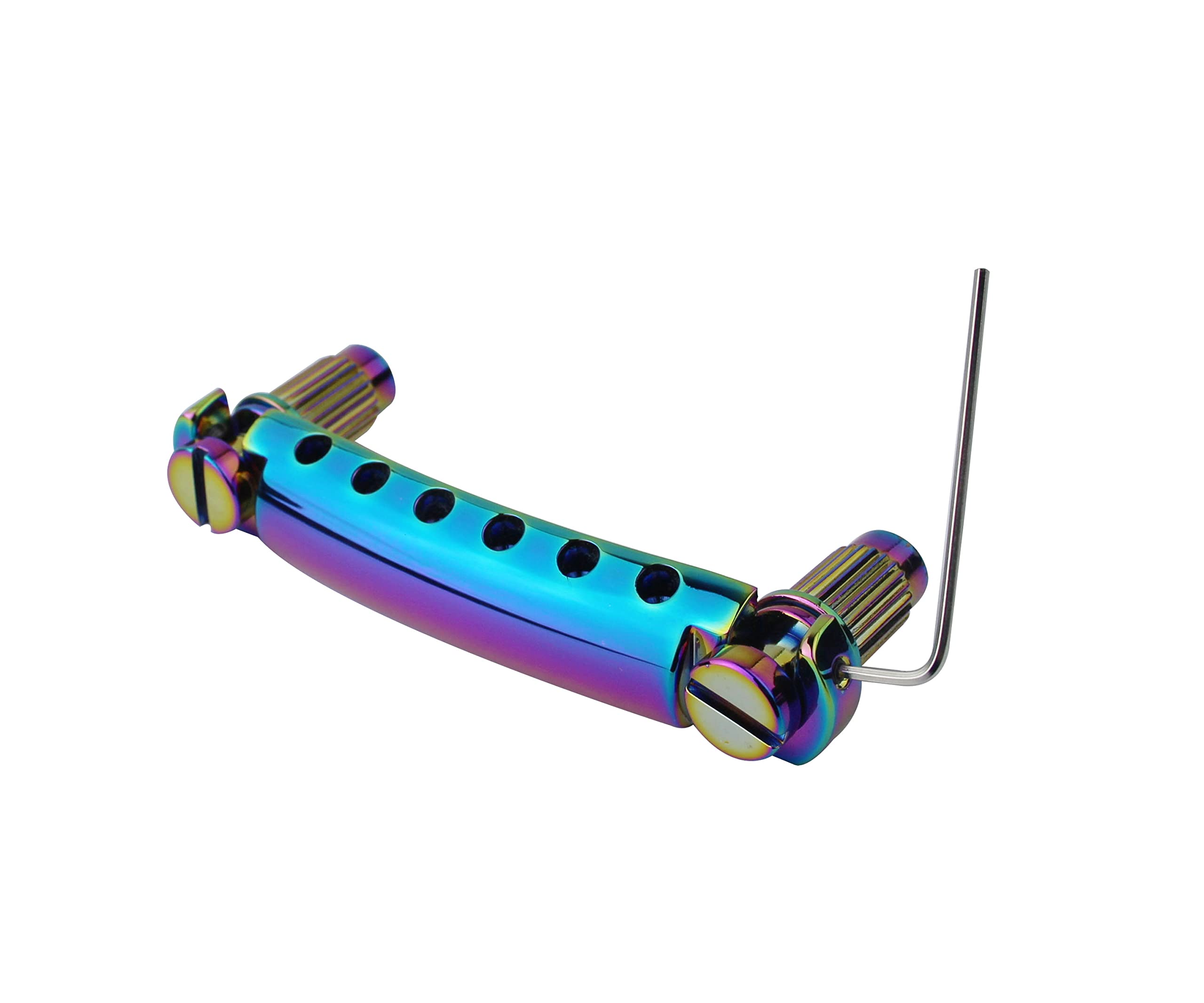 Guyker Guitar Tune-O-Matic Tailpiece Stop Bar with Studs – Bridges Parts Replacement for LP SG Style 6 String Electric Guitar (GS001, Rainbow Chameleon)