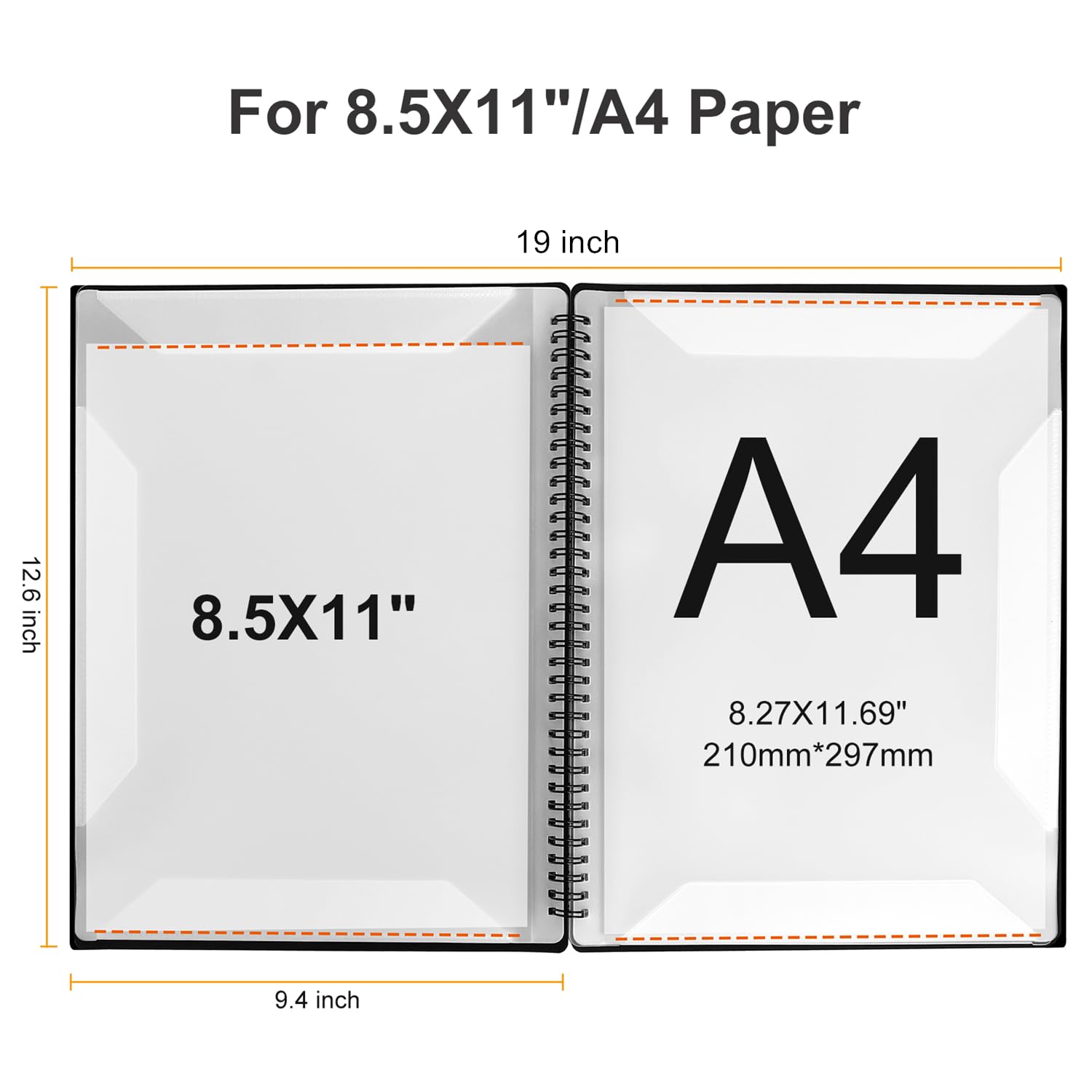 Fansjoy Sheet Music Folder, 60 Pages Capacity, Sheet Music Binder/Holder, Spiral Binder Organizer for Sheet Music Storage, Fits Letter Size 8.5 x 11 in/ A4, Writable & Detachable Choir Folder (Black)
